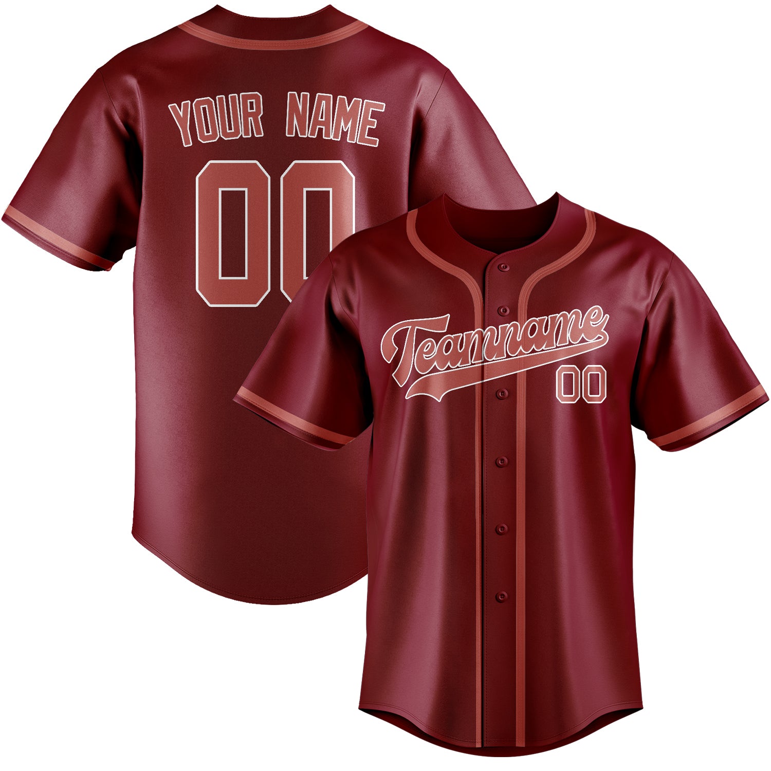 Benutzerdefiniertes Professionelles Karmesinrot Kupferrose Baseballtrikot