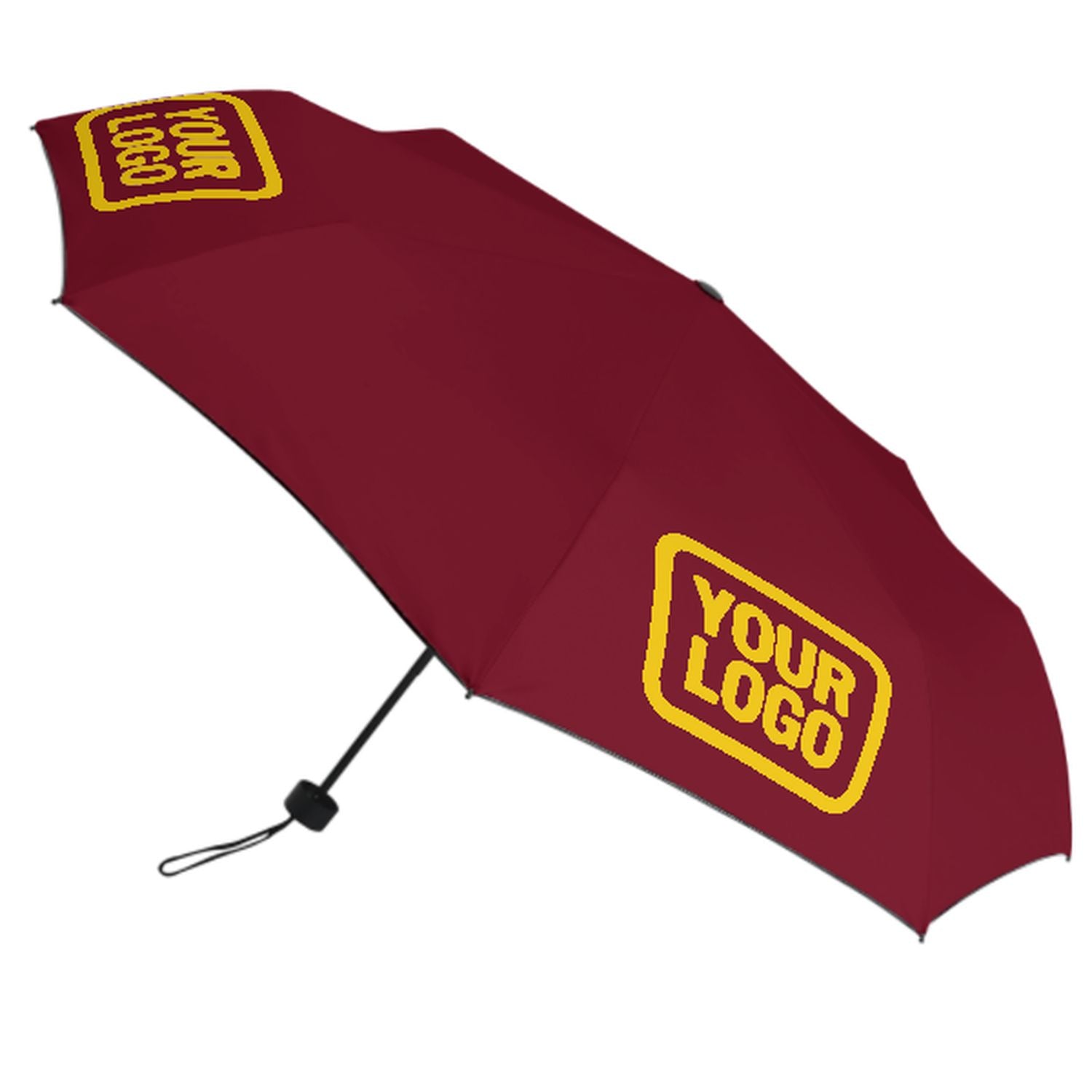 Maßgeschneidertes Karmesinrot Gold Automatik-Regenschirm