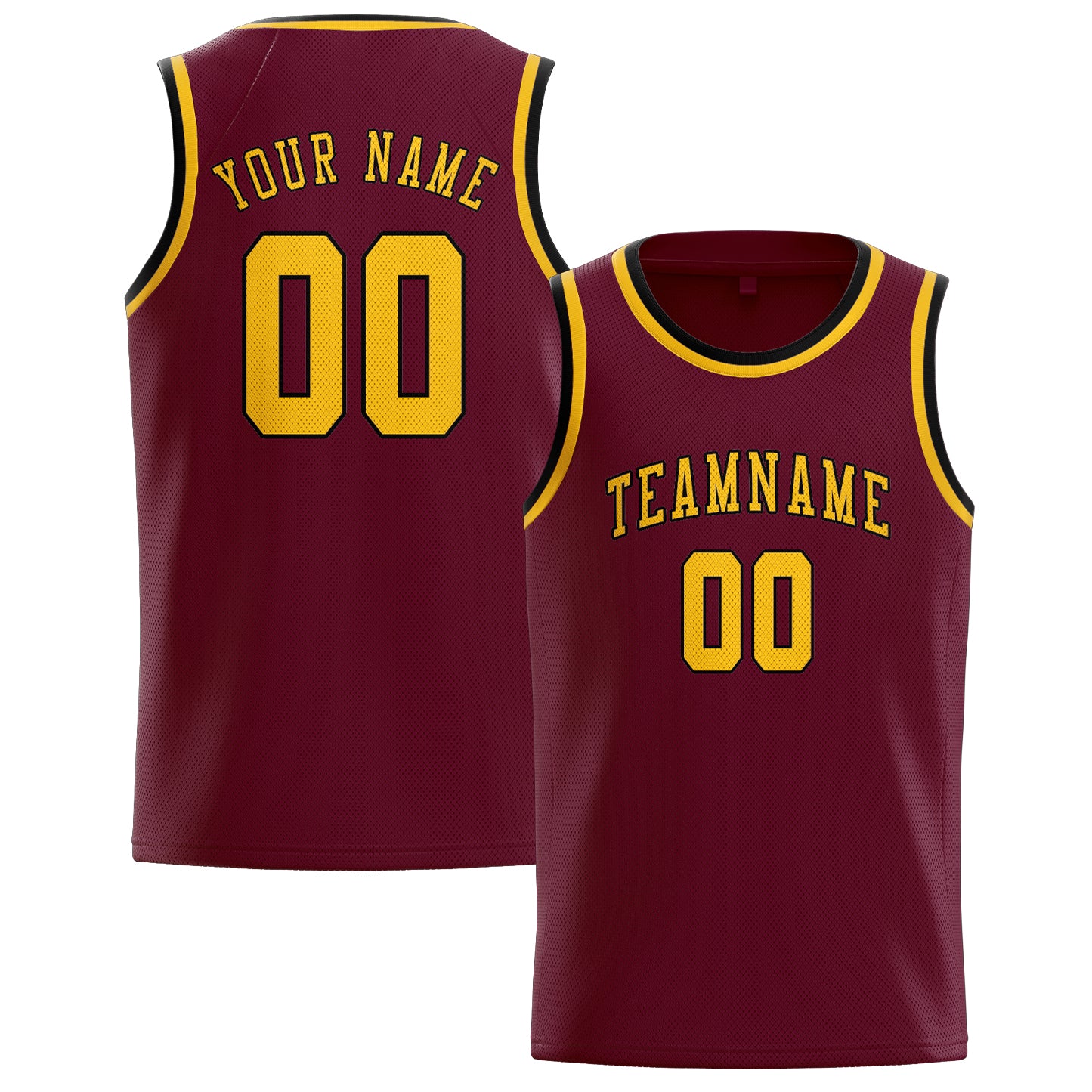 Benutzerdefiniertes Professionelles Karmesinrot Gold Basketballtrikot