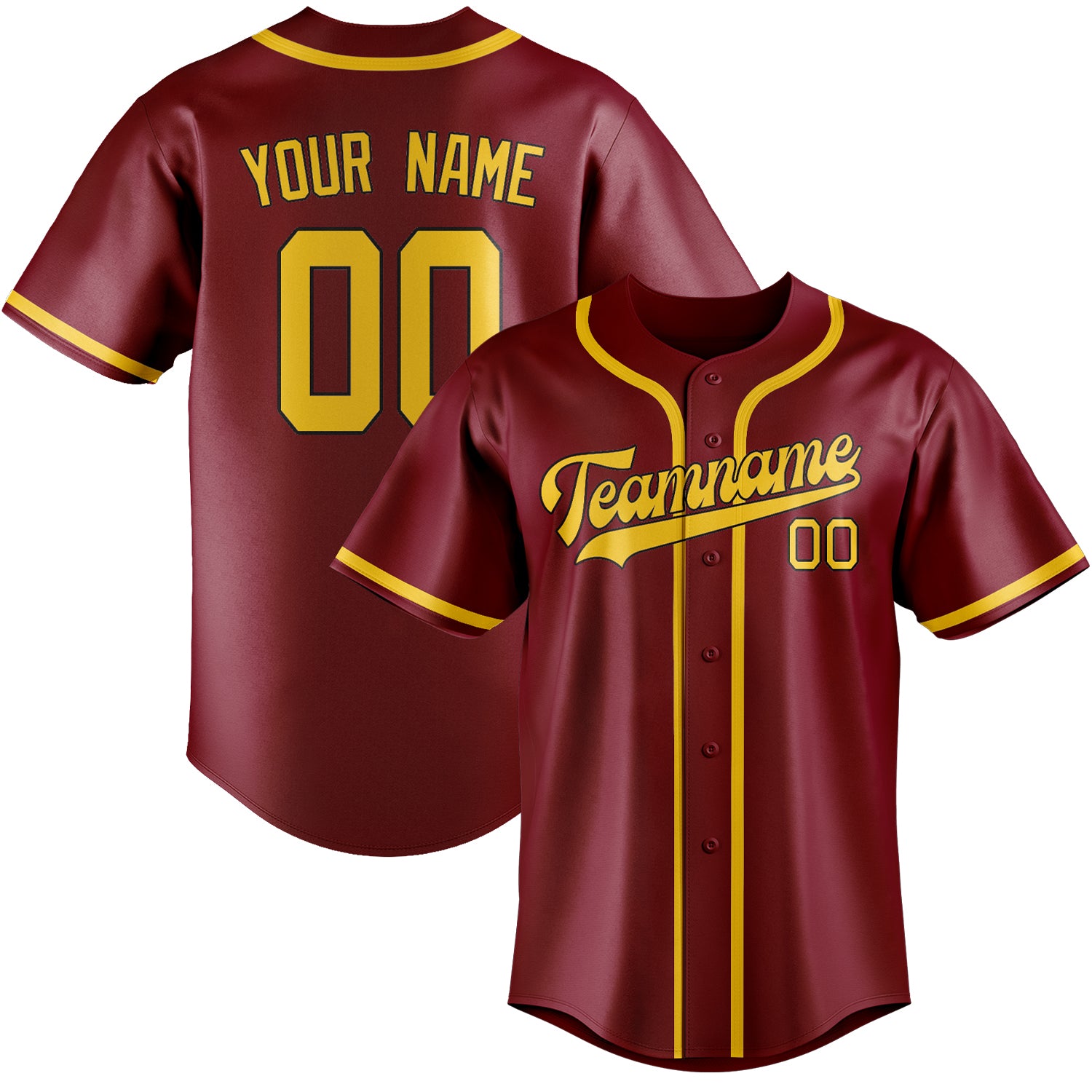Benutzerdefiniertes Professionelles Karmesinrot Gold Baseballtrikot