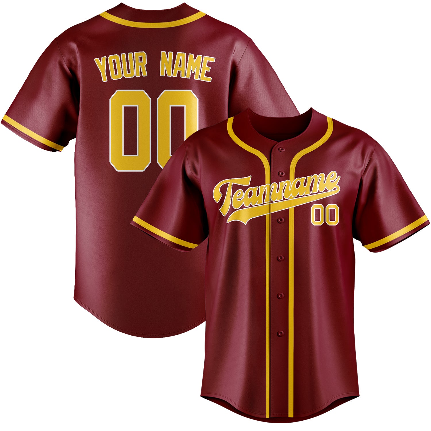 Benutzerdefiniertes Professionelles Karmesinrot Gold Baseballtrikot