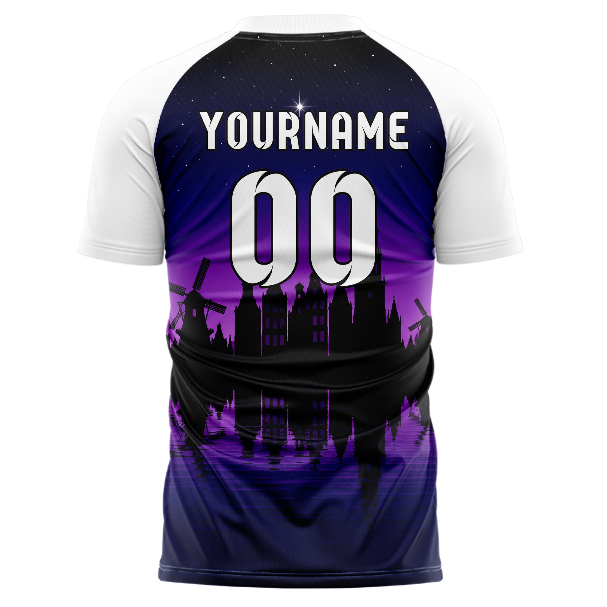 Schwarz Amsterdam Skyline Design 15-0178 individuelles Fußballtrikot back