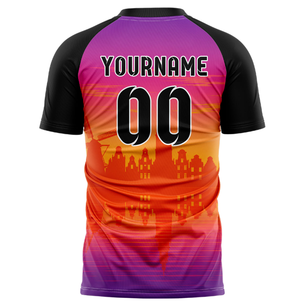 Orange Amsterdam Skyline Design 15-0172 individuelles Fußballtrikot back
