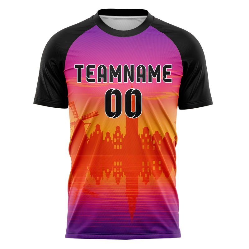 Orange Amsterdam Skyline Design 15-0172 individuelles Fußballtrikot front