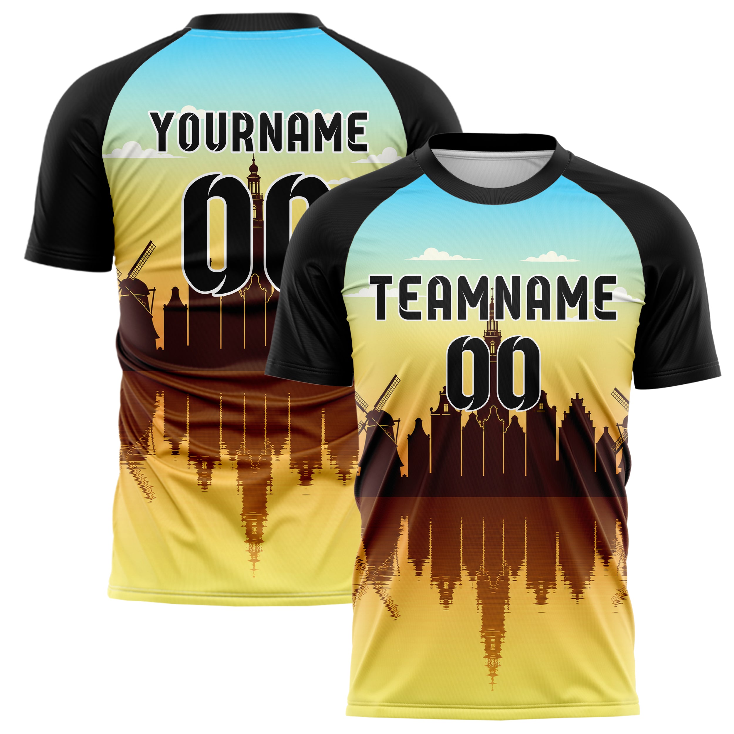 Gelb Amsterdam Skyline Design 15-0175 individuelles Fußballtrikot main