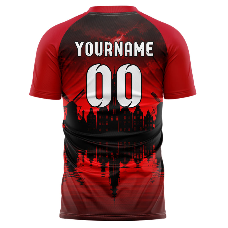 Schwarz Amsterdam Skyline Design 15-0177 individuelles Fußballtrikot back