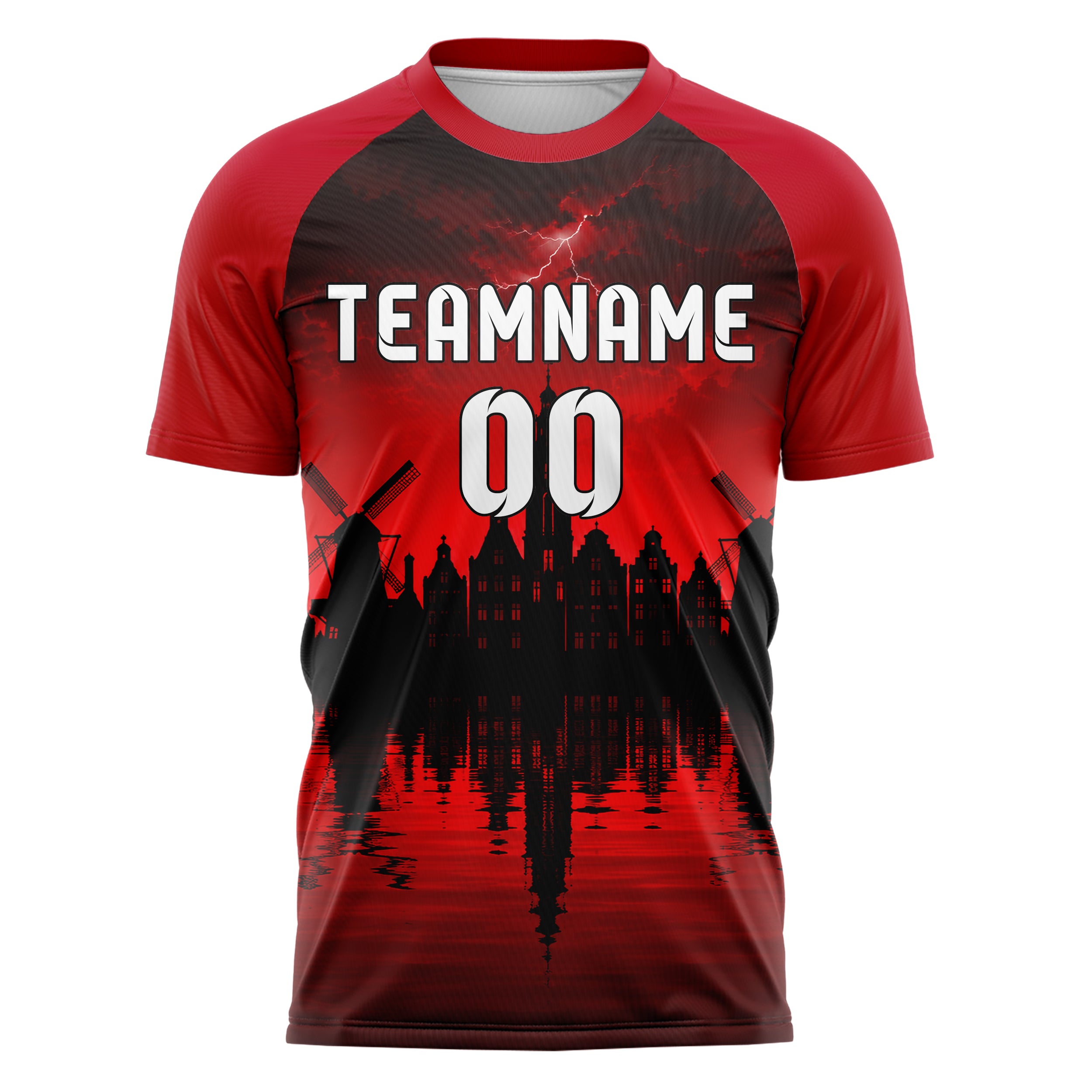 Schwarz Amsterdam Skyline Design 15-0177 individuelles Fußballtrikot front