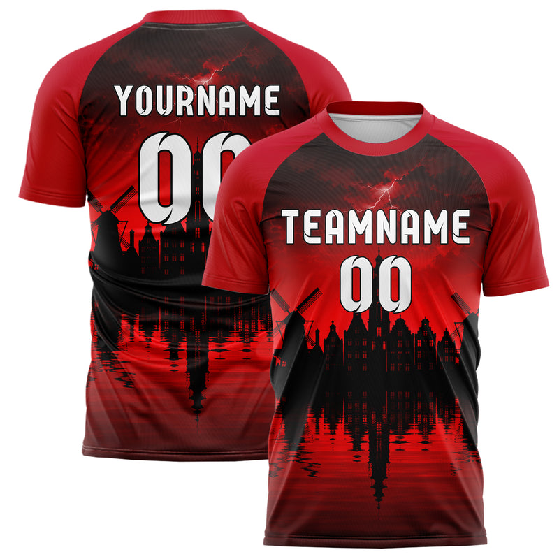Schwarz Amsterdam Skyline Design 15-0177 individuelles Fußballtrikot main