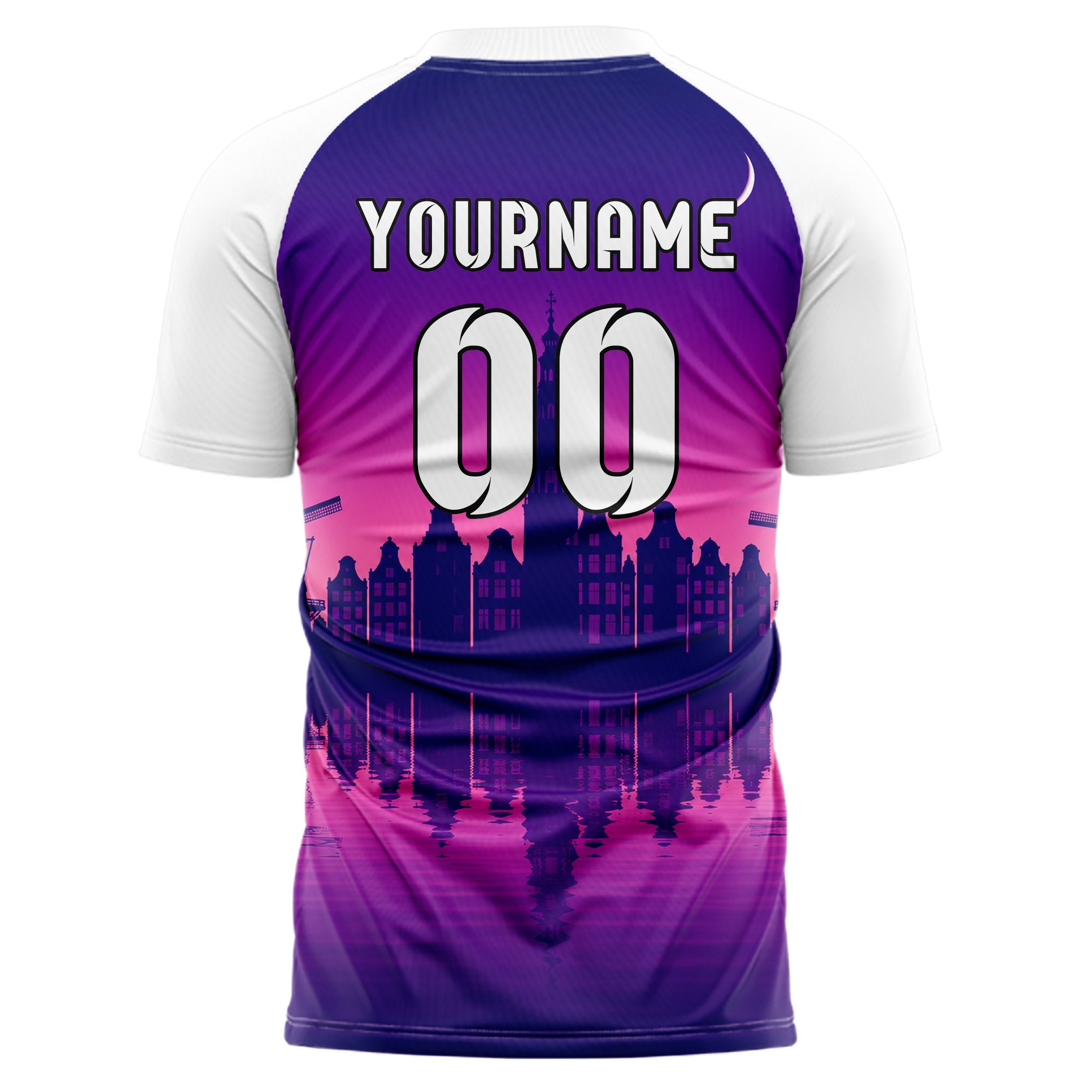 Lila Amsterdam Skyline Design 15-0176 individuelles Fußballtrikot back