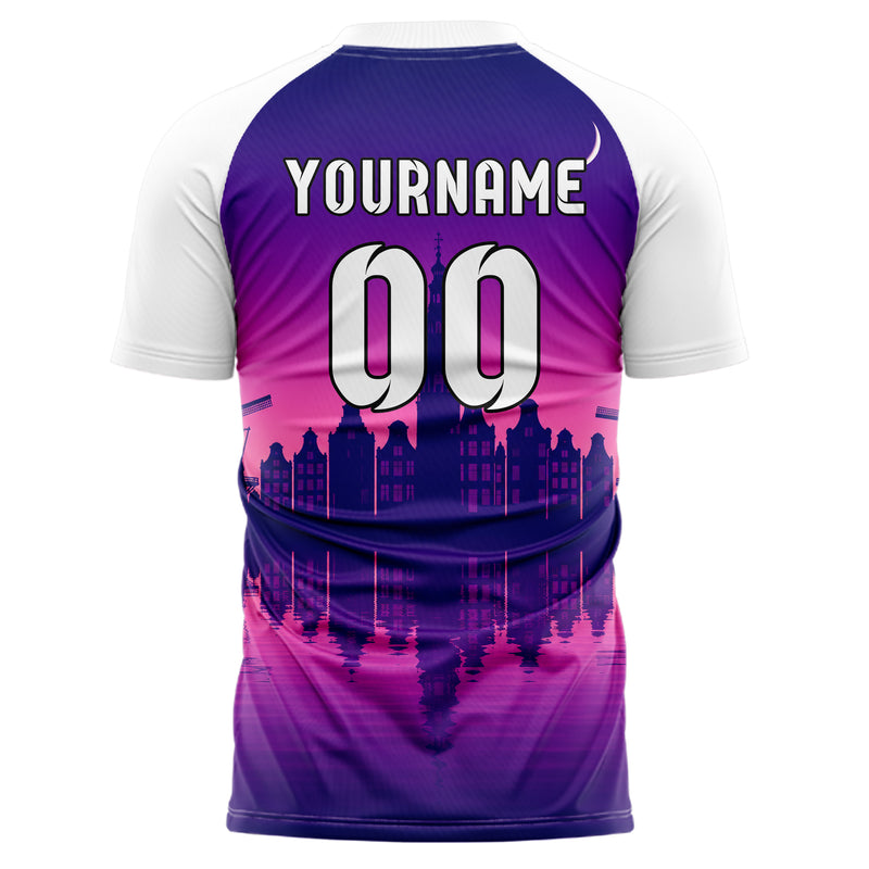 Lila Amsterdam Skyline Design 15-0176 individuelles Fußballtrikot back
