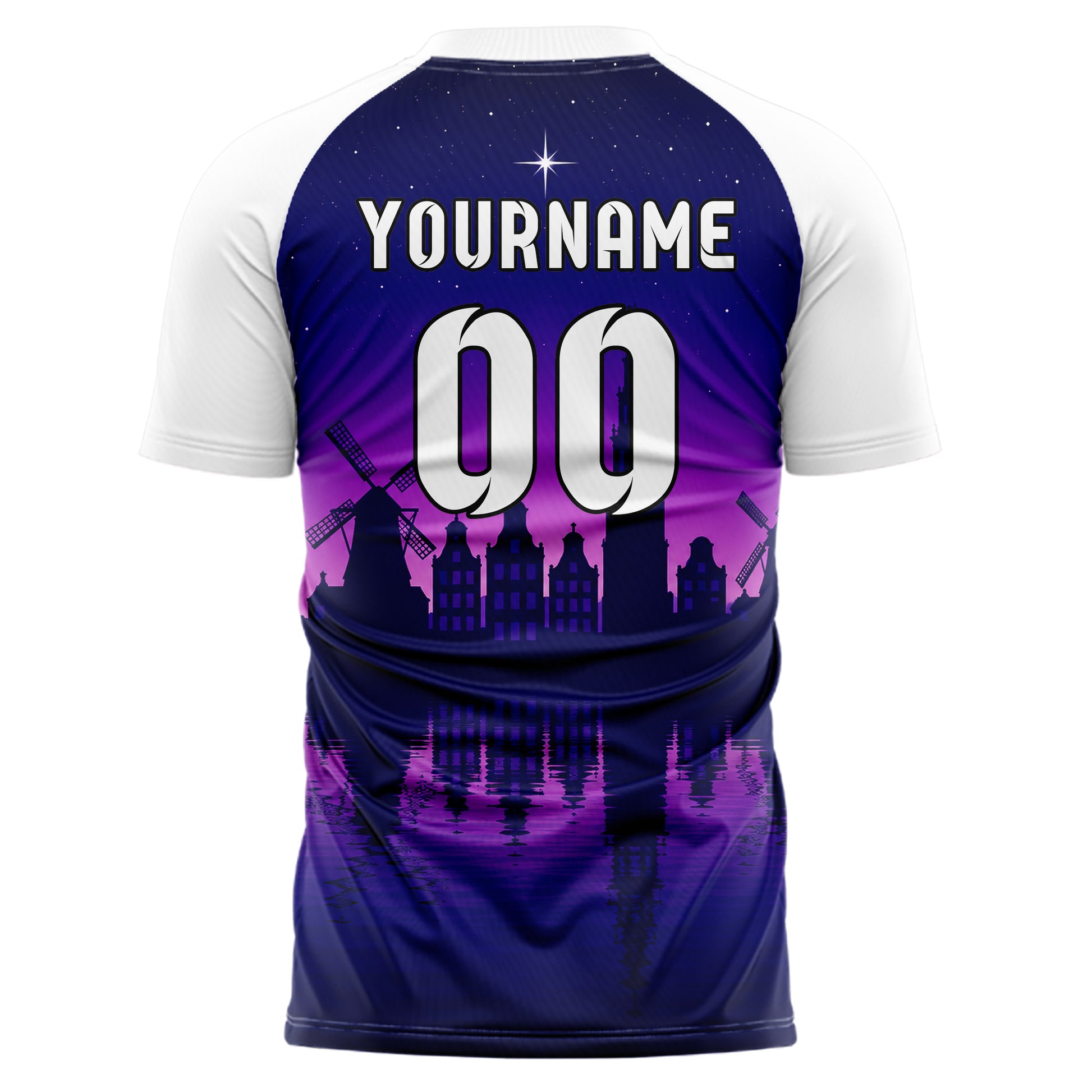 Marineblau Amsterdam Skyline Design 15-0179 individuelles Fußballtrikot back