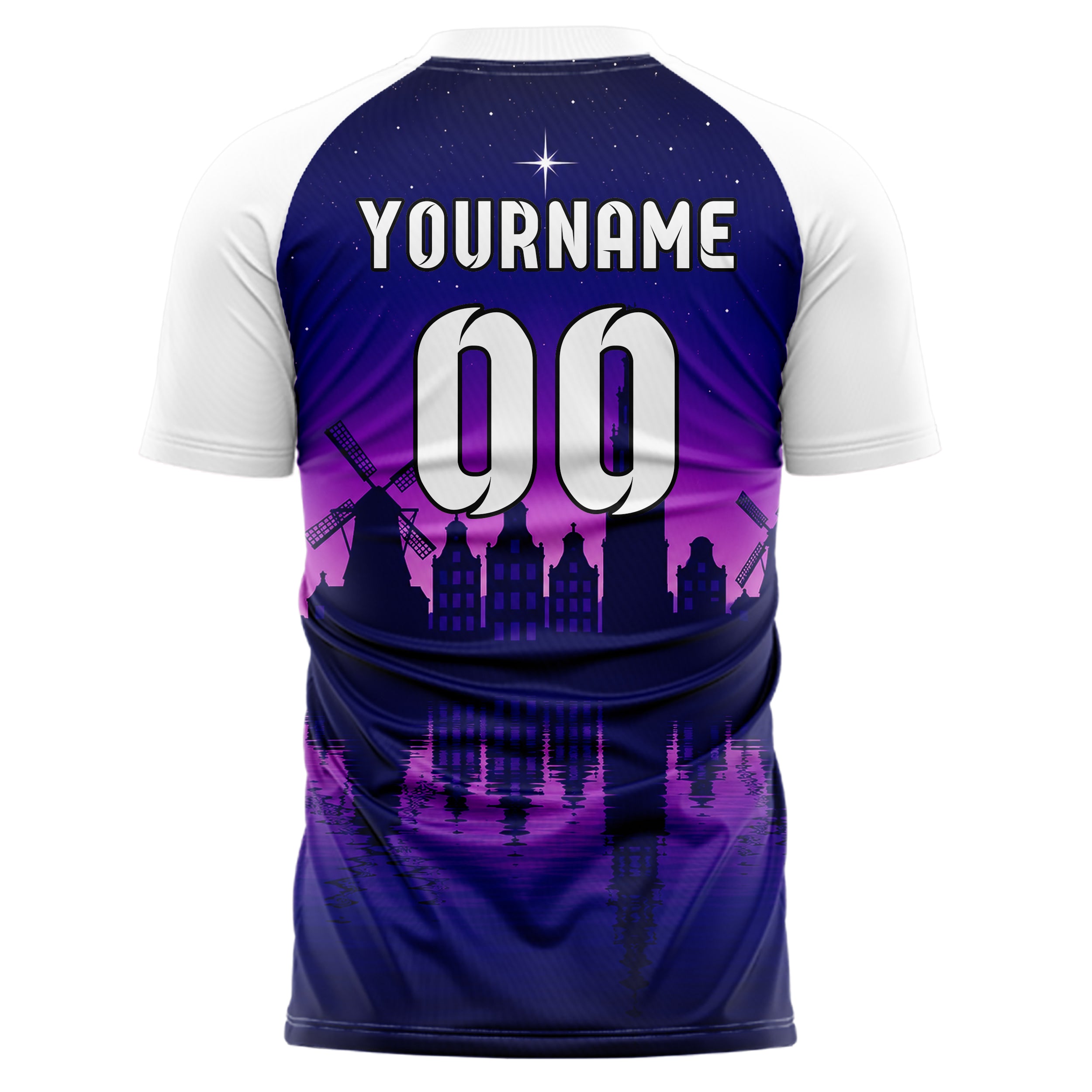 Marineblau Amsterdam Skyline Design 15-0179 individuelles Fußballtrikot back