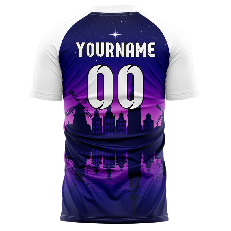 Marineblau Amsterdam Skyline Design 15-0179 individuelles Fußballtrikot back