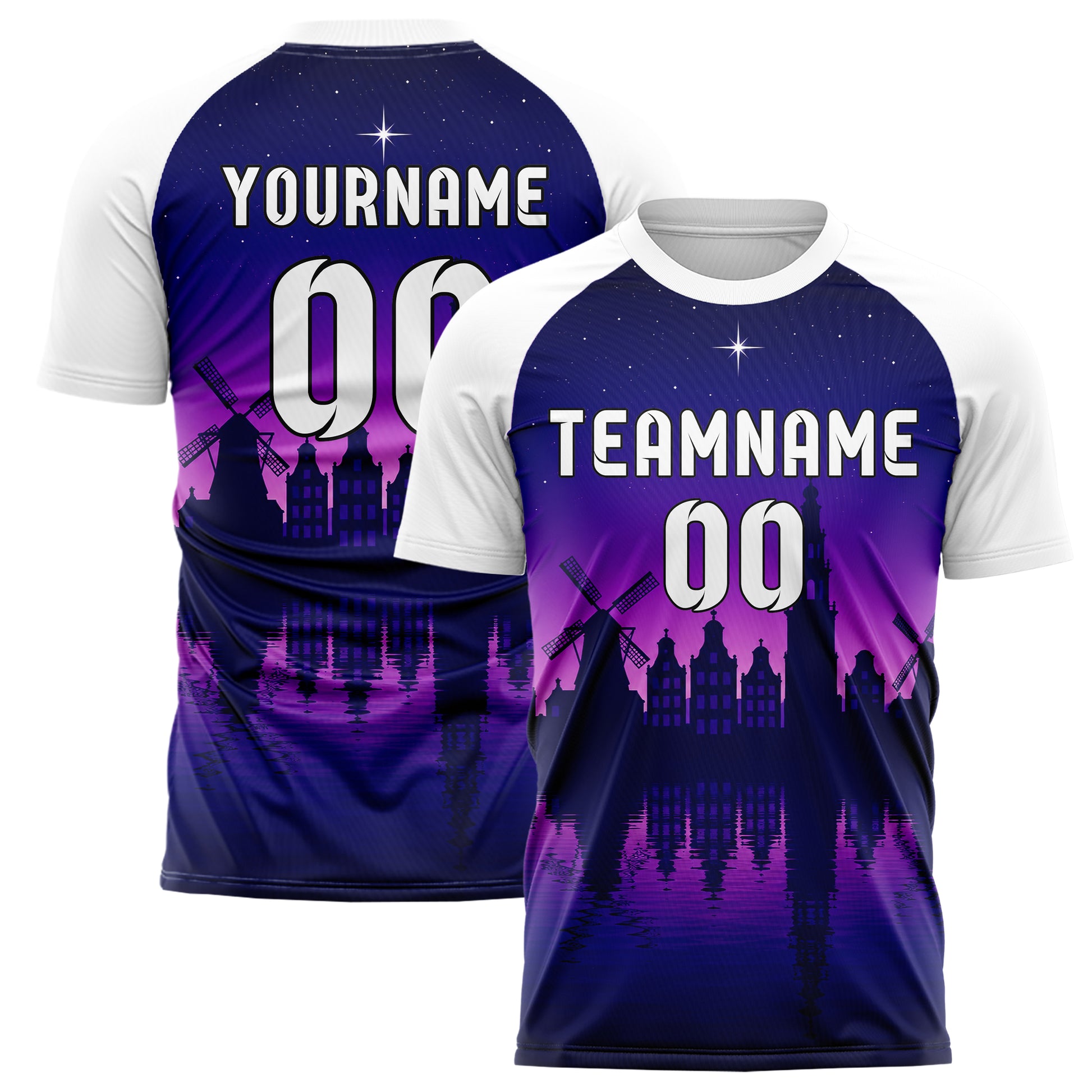 Marineblau Amsterdam Skyline Design 15-0179 individuelles Fußballtrikot main