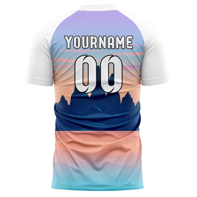 Hellblau Andes Skyline Design 15-0374 individuelles Fußballtrikot back