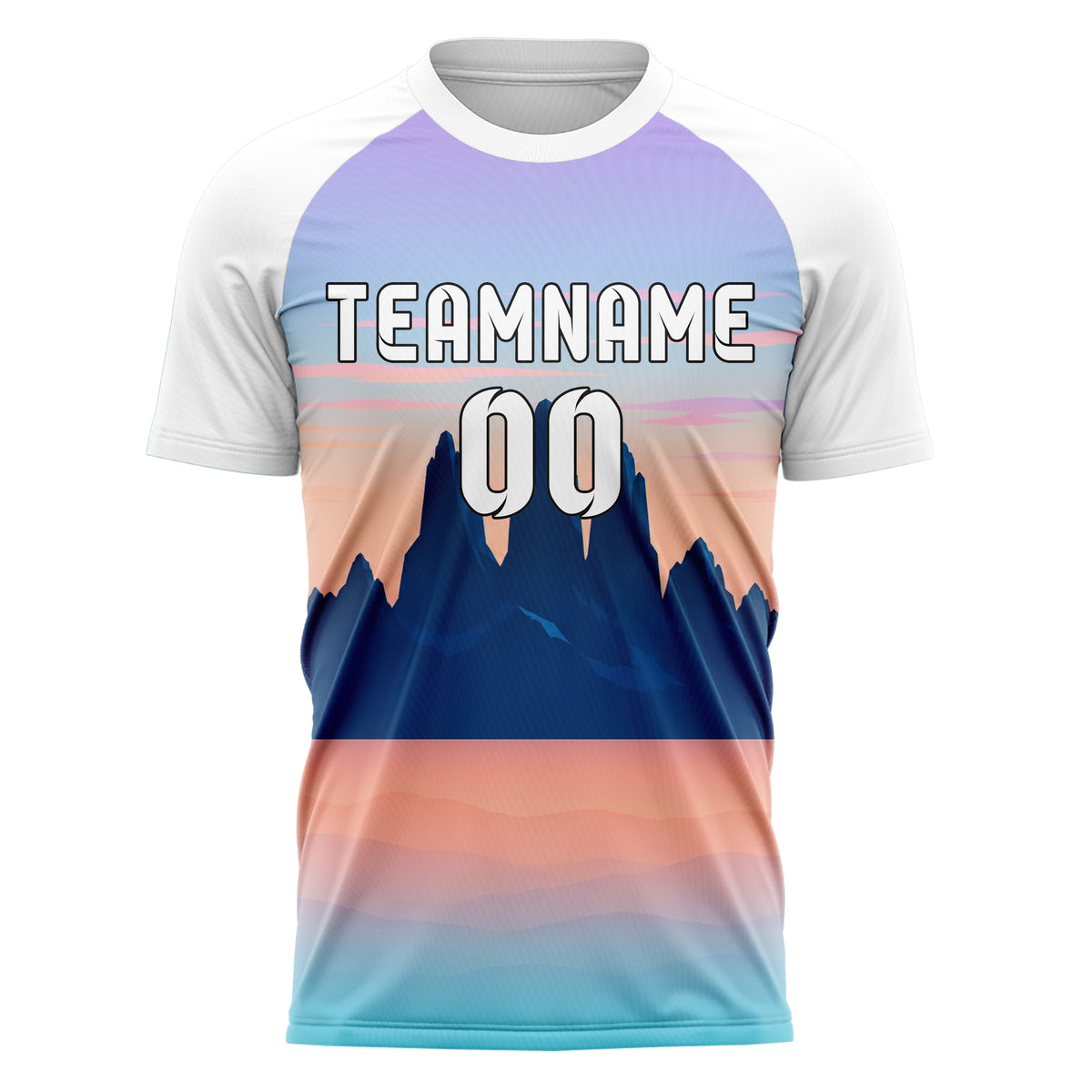 Hellblau Andes Skyline Design 15-0374 individuelles Fußballtrikot front
