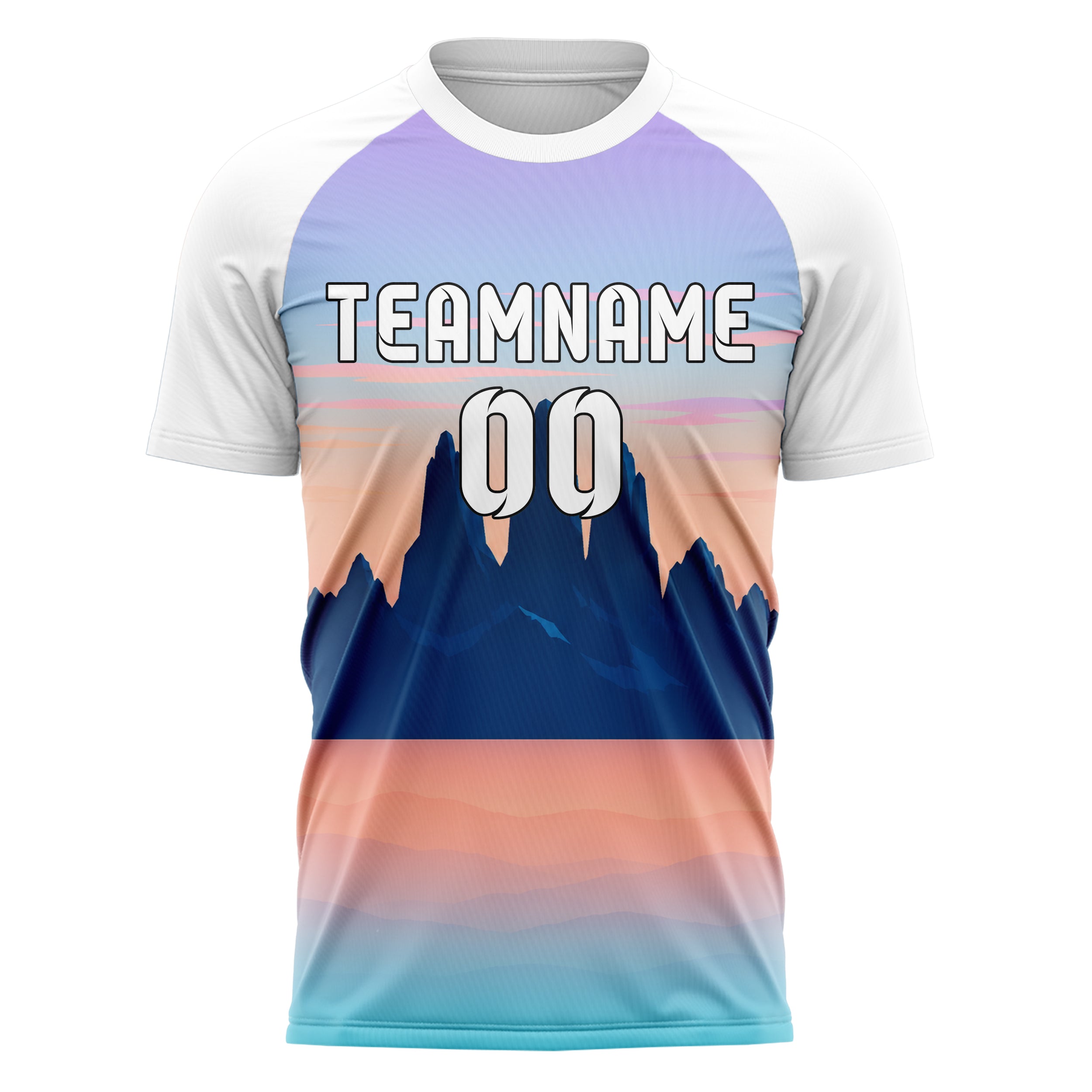 Hellblau Andes Skyline Design 15-0374 individuelles Fußballtrikot front