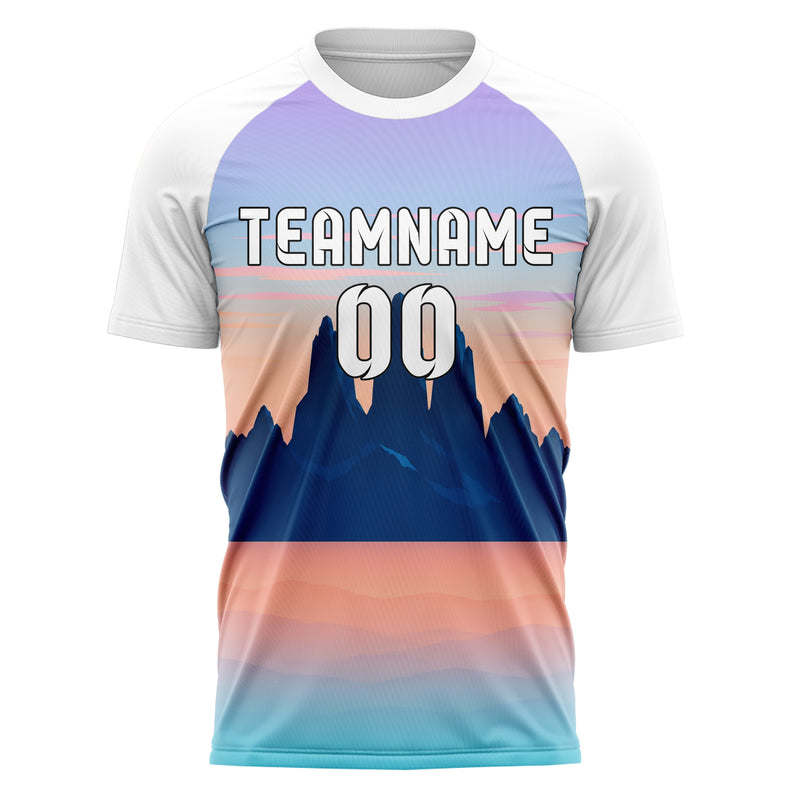 Hellblau Andes Skyline Design 15-0374 individuelles Fußballtrikot front