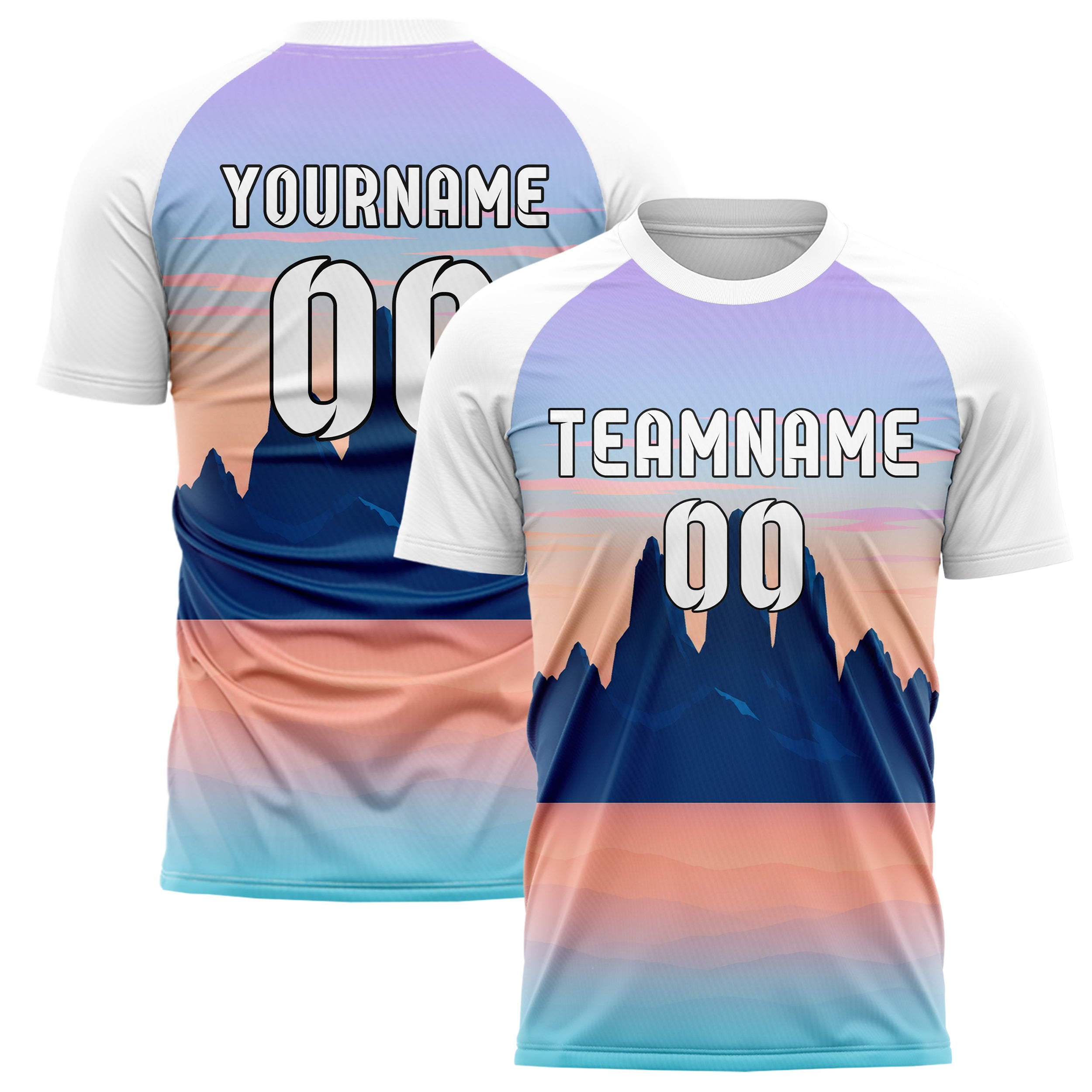 Hellblau Andes Skyline Design 15-0374 individuelles Fußballtrikot main