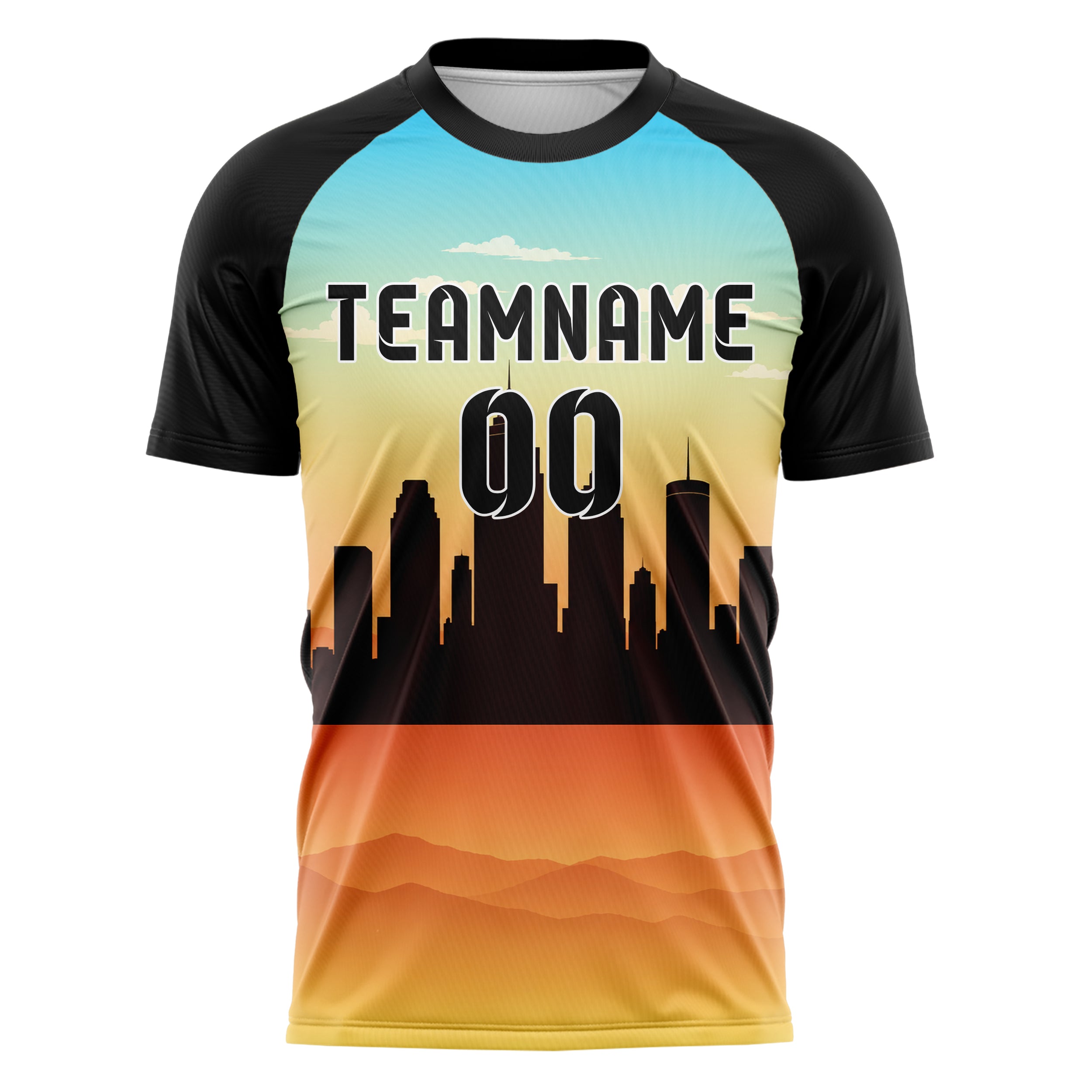Gelb Atlanta Skyline Design 15-0095 individuelles Fußballtrikot front