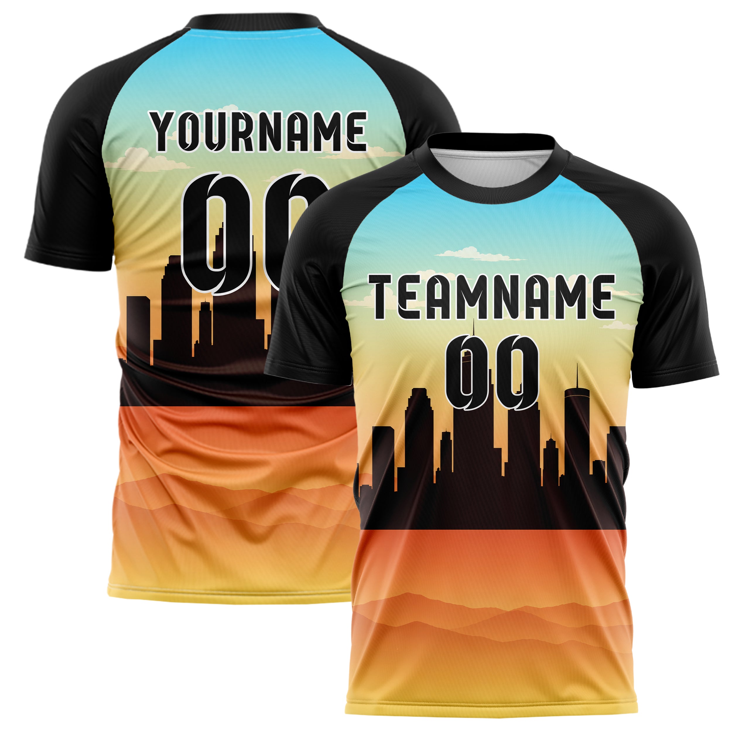 Gelb Atlanta Skyline Design 15-0095 individuelles Fußballtrikot main