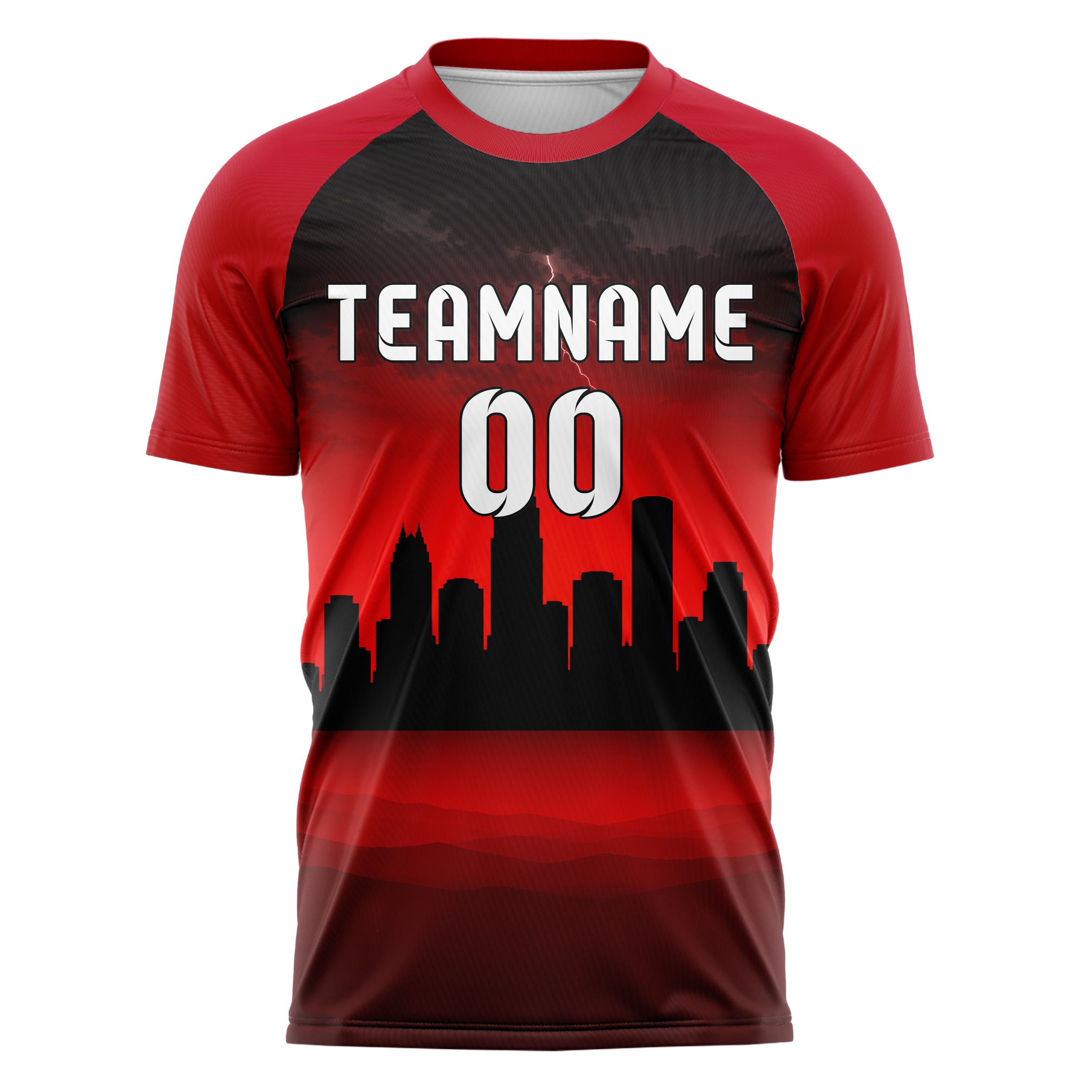 Schwarz Atlanta Skyline Design 15-0097 individuelles Fußballtrikot front