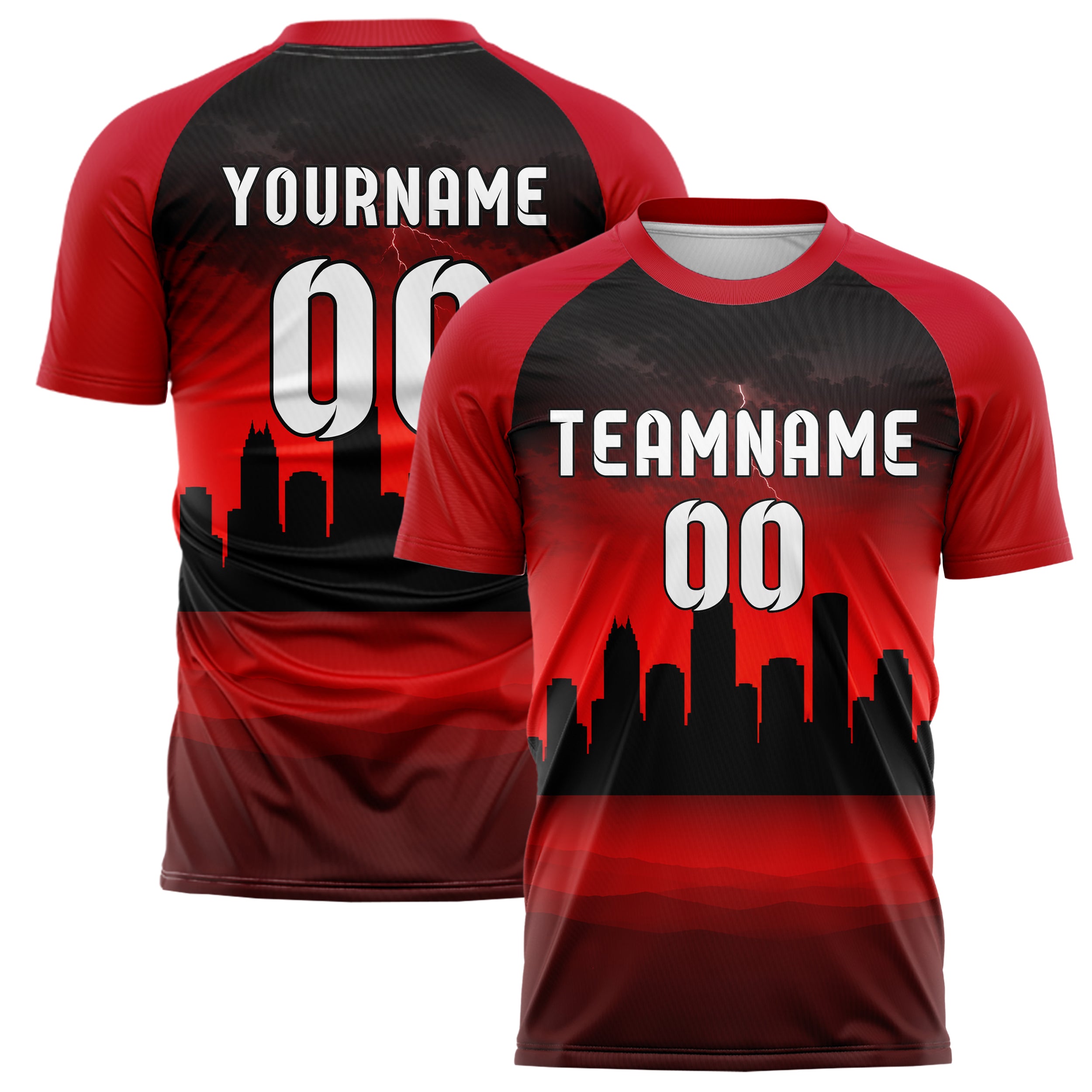 Schwarz Atlanta Skyline Design 15-0097 individuelles Fußballtrikot main