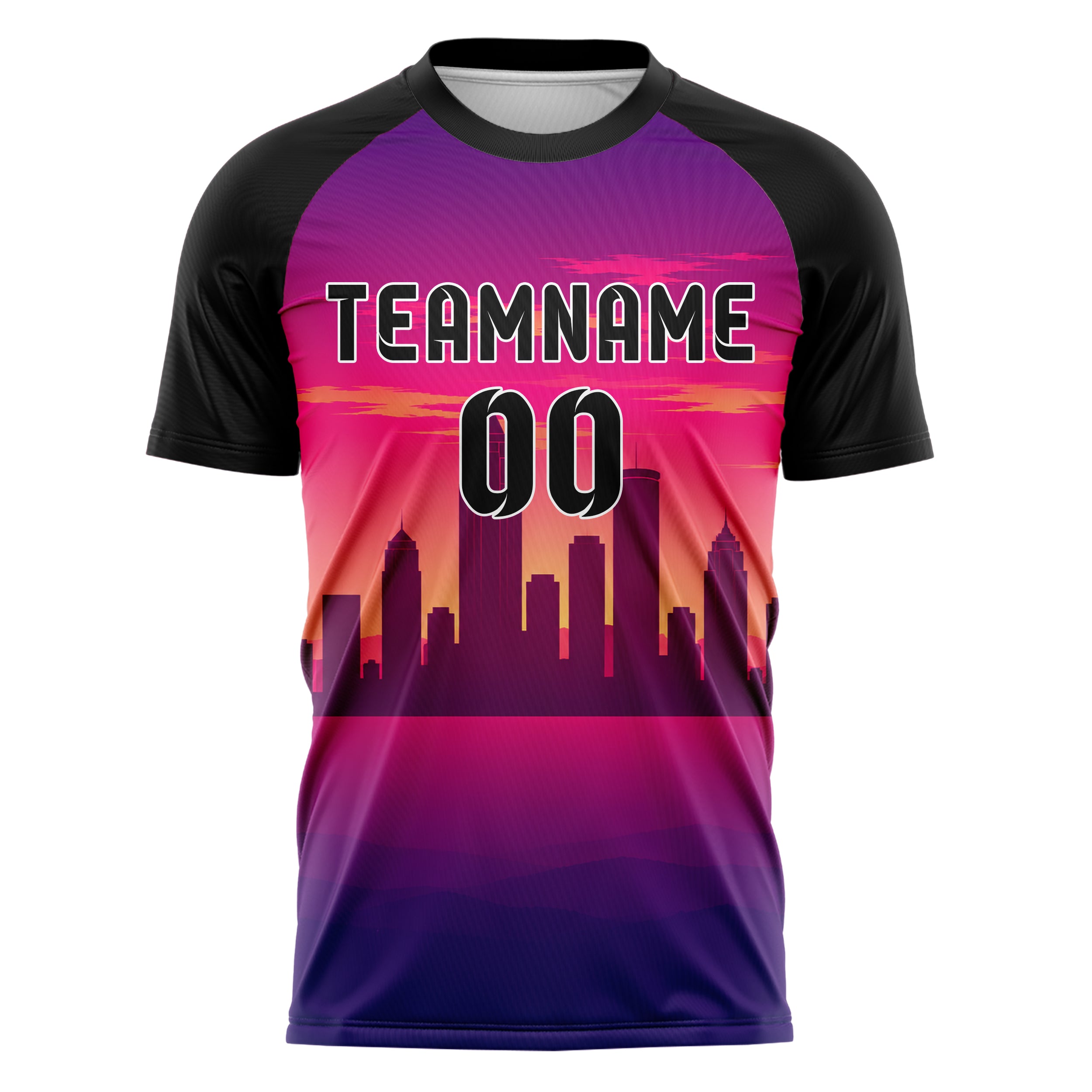 Hot Pink Atlanta Skyline Design 15-0091 individuelles Fußballtrikot front