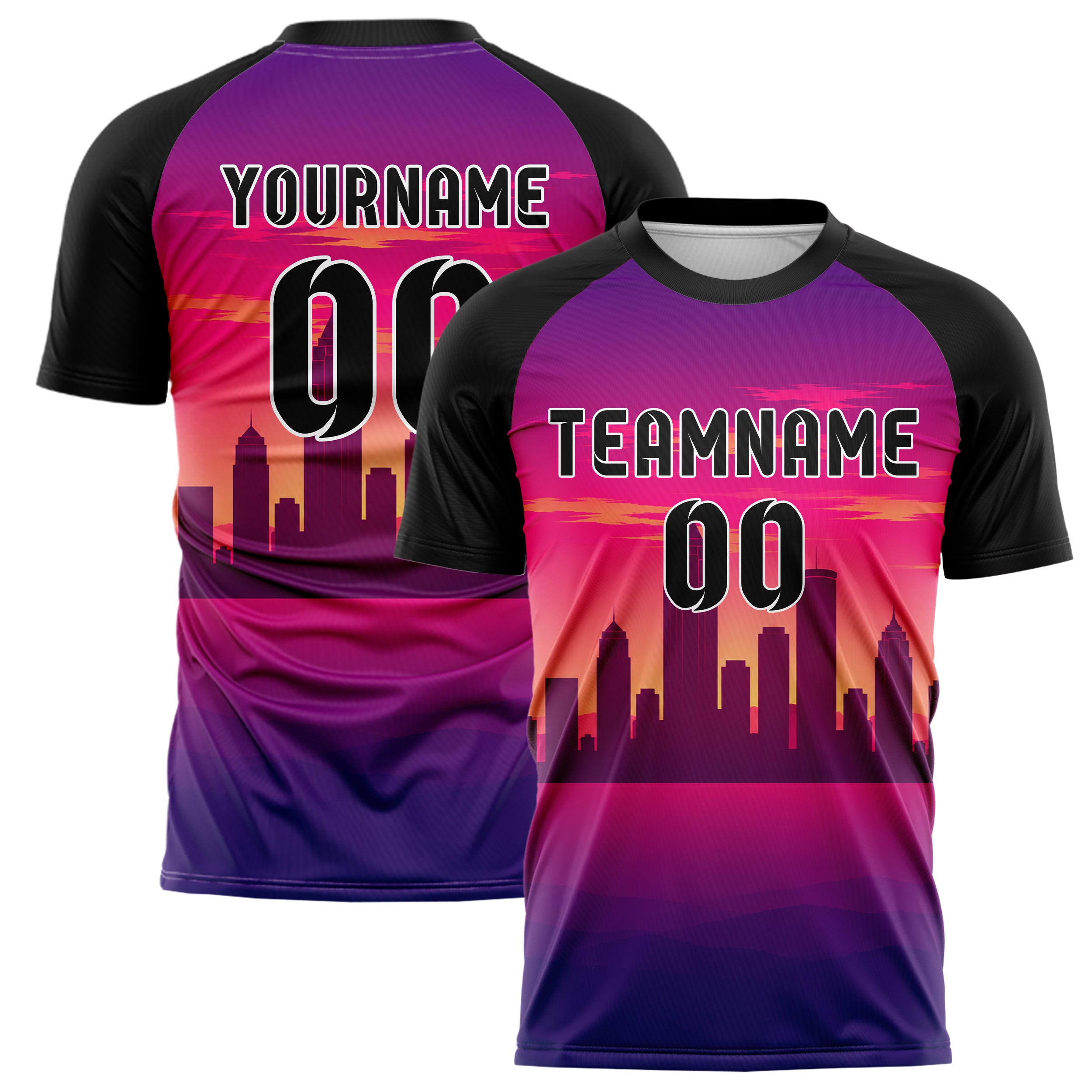 Hot Pink Atlanta Skyline Design 15-0091 individuelles Fußballtrikot main