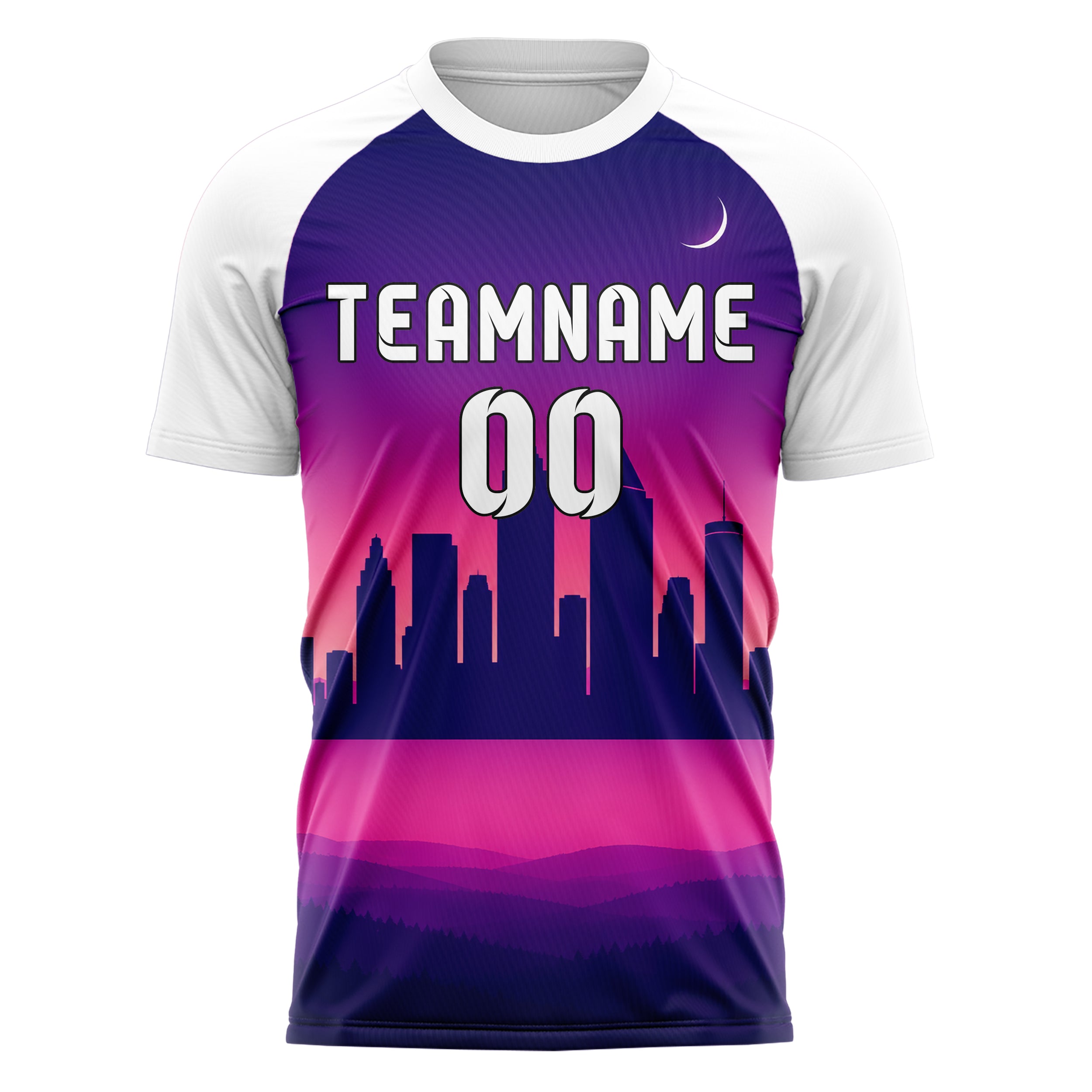 Lila Atlanta Skyline Design 15-0096 individuelles Fußballtrikot front