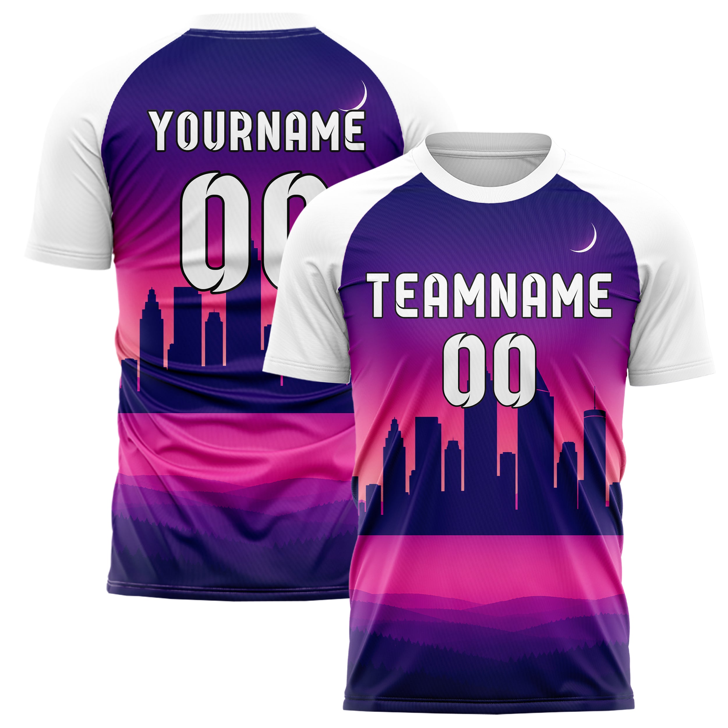 Lila Atlanta Skyline Design 15-0096 individuelles Fußballtrikot main