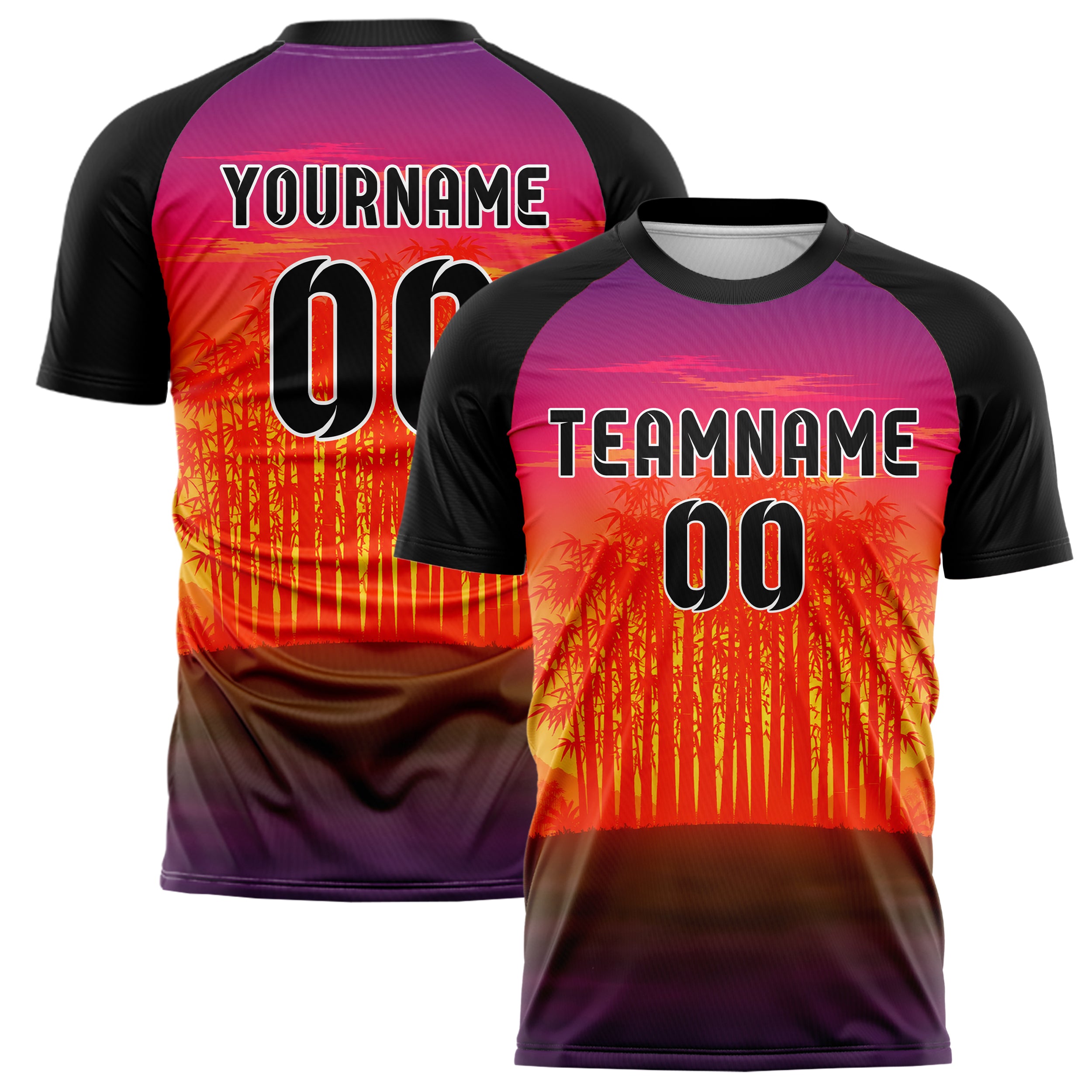 Orange Bamboo Forest Skyline Design 15-0542 individuelles Fußballtrikot main
