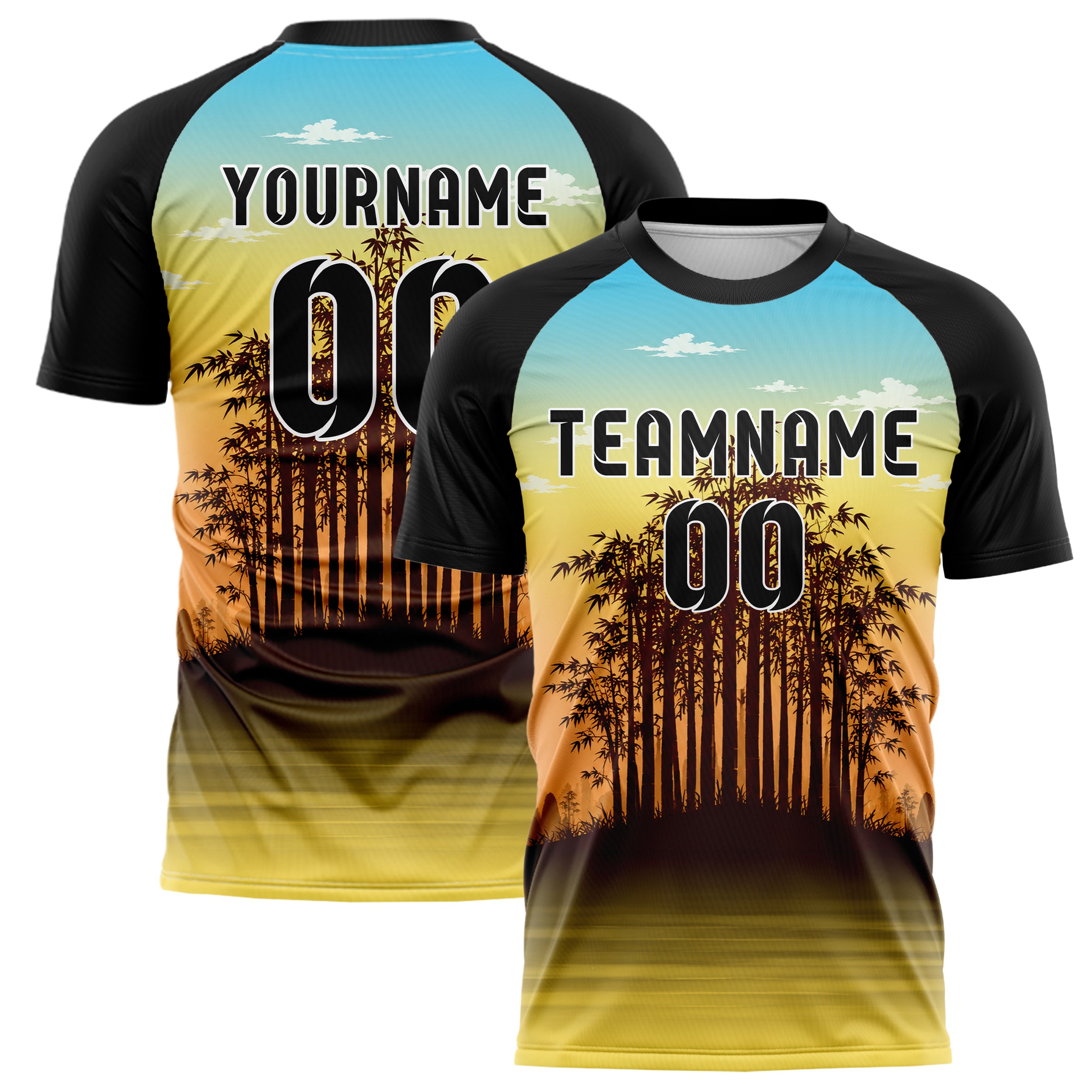 Gelb Bamboo Forest Skyline Design 15-0545 individuelles Fußballtrikot main