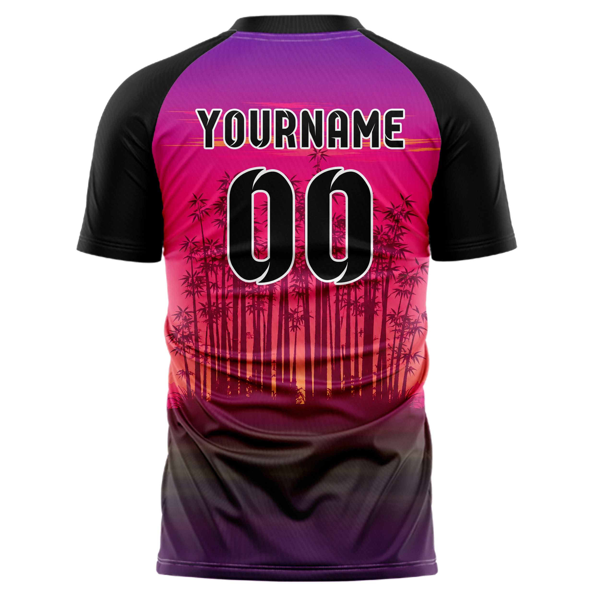 Hot Pink Bamboo Forest Skyline Design 15-0541 individuelles Fußballtrikot back