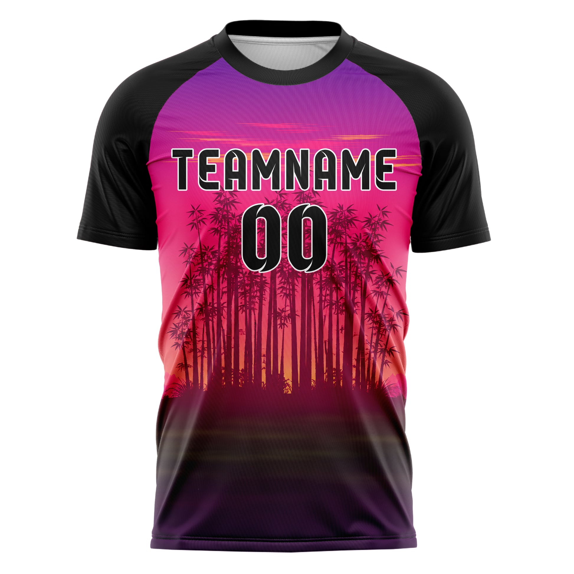 Hot Pink Bamboo Forest Skyline Design 15-0541 individuelles Fußballtrikot front