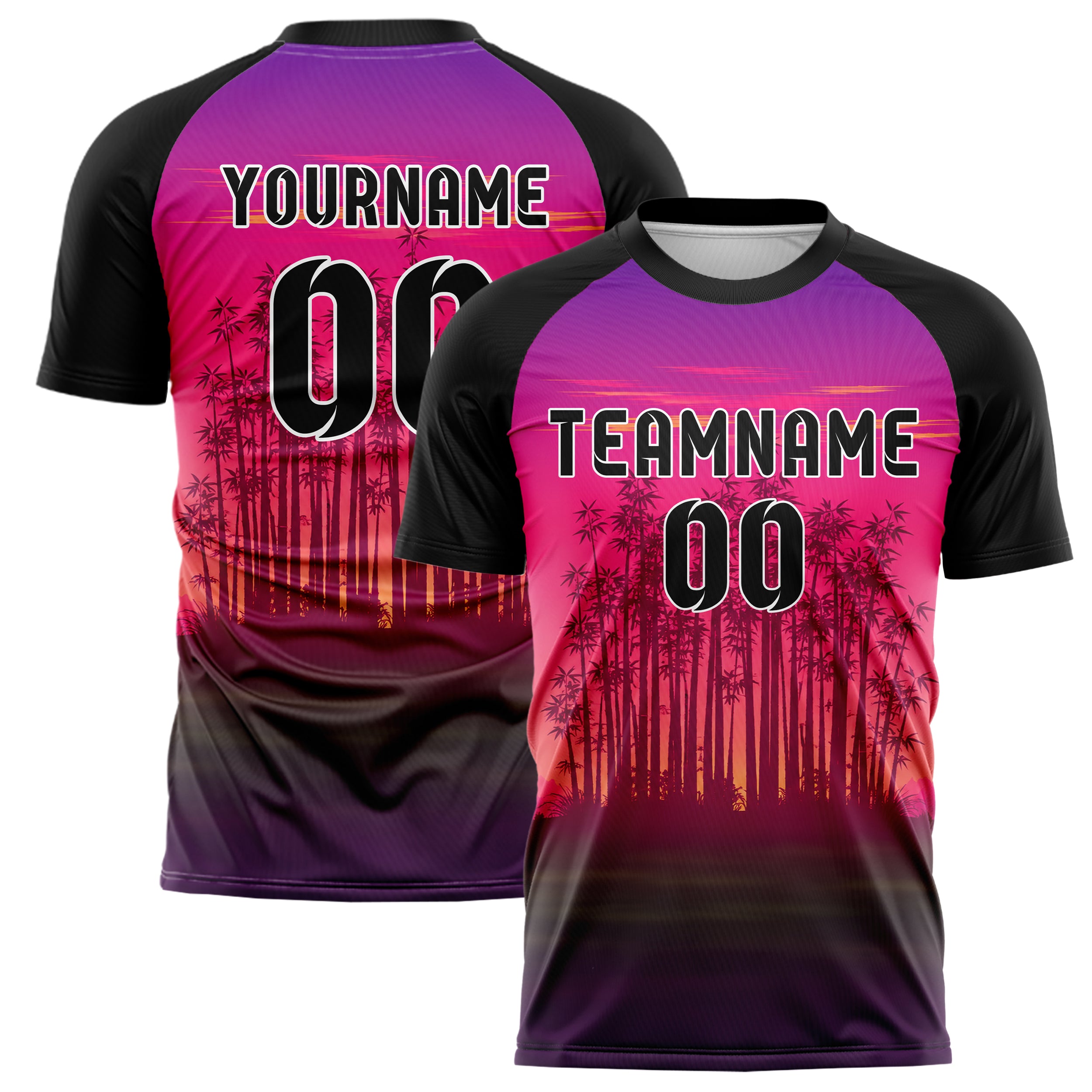 Hot Pink Bamboo Forest Skyline Design 15-0541 individuelles Fußballtrikot main
