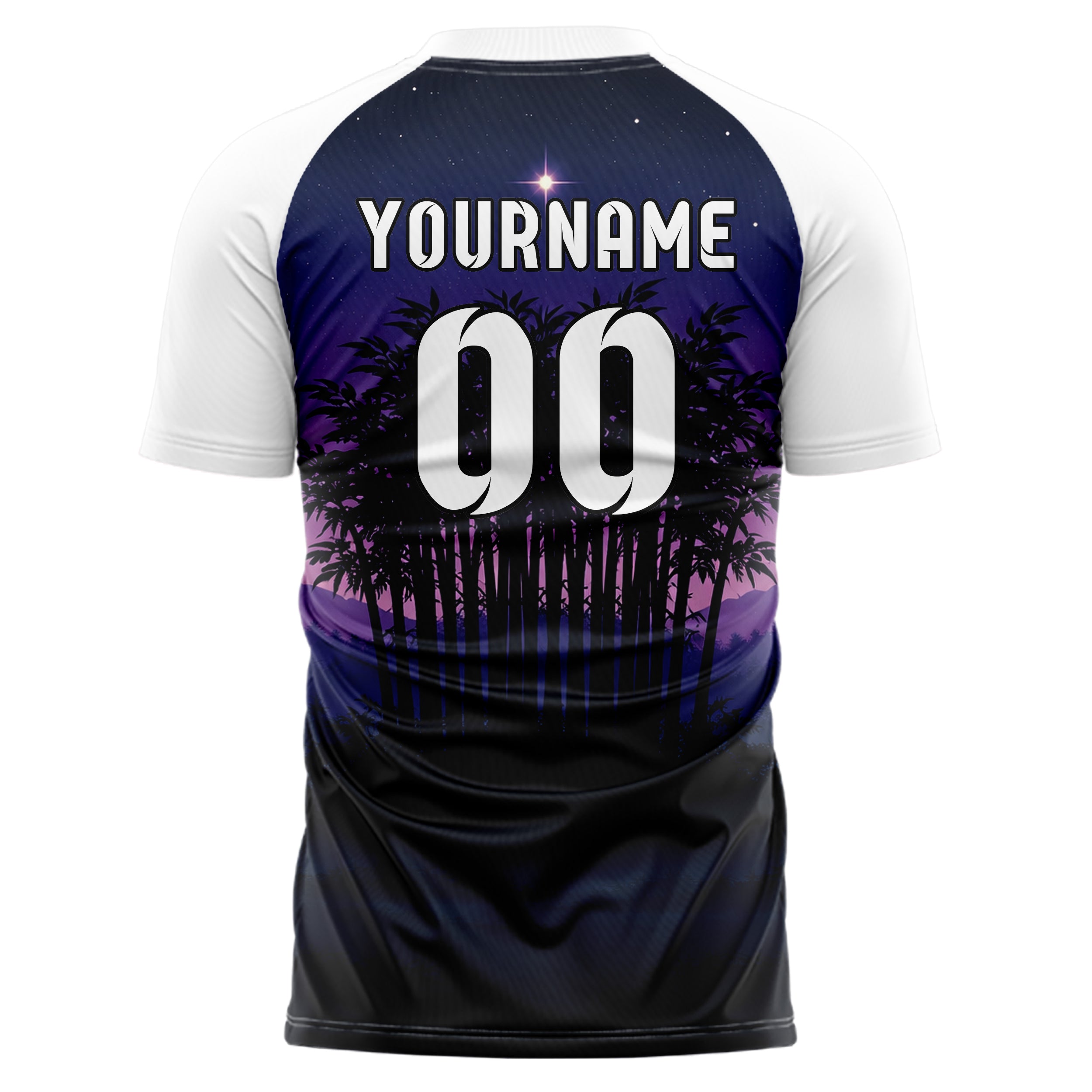 Marineblau Bamboo Forest Skyline Design 15-0549 individuelles Fußballtrikot back