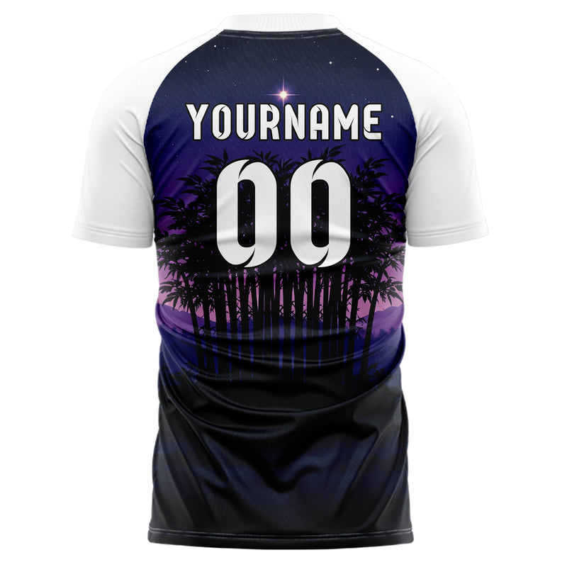 Marineblau Bamboo Forest Skyline Design 15-0549 individuelles Fußballtrikot back