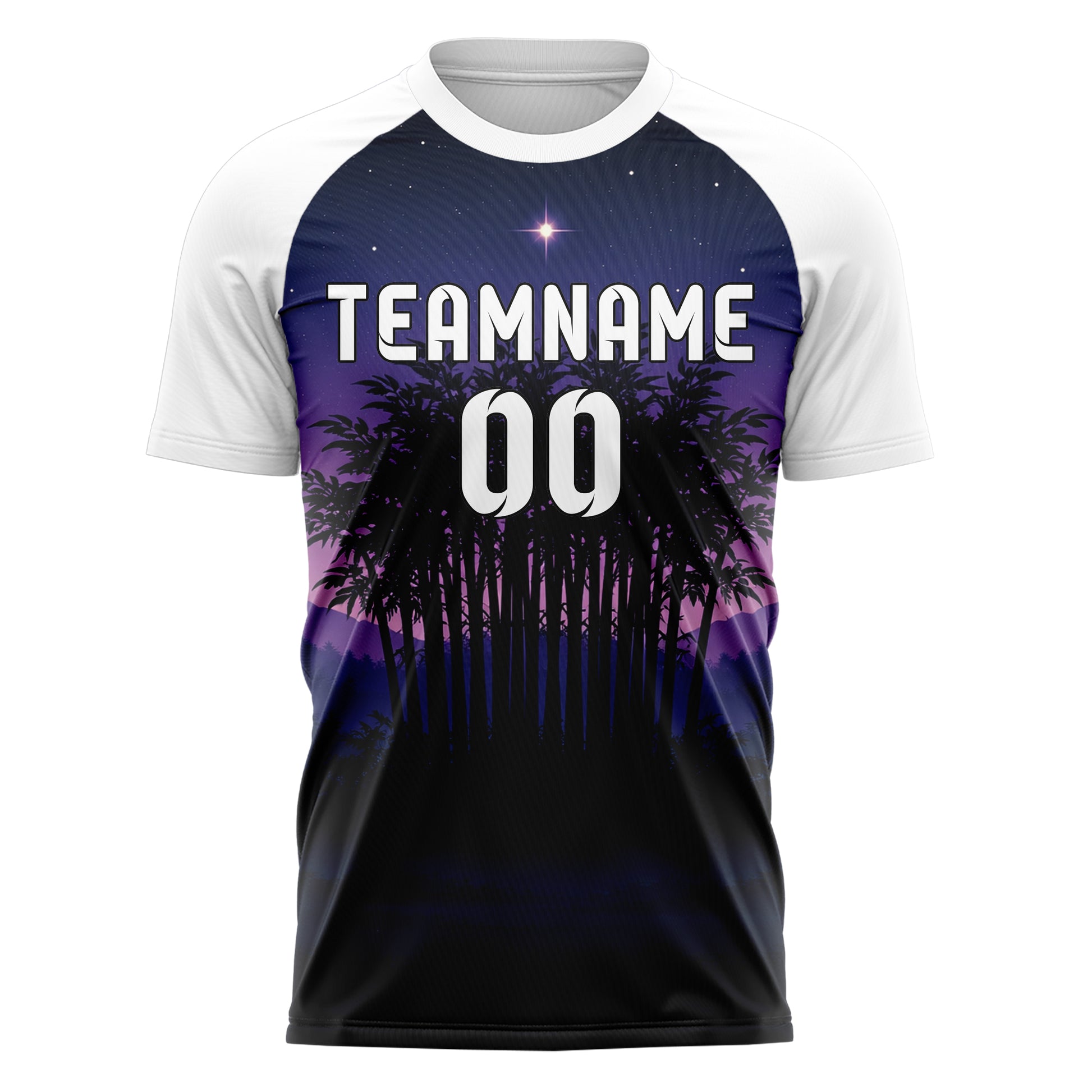 Marineblau Bamboo Forest Skyline Design 15-0549 individuelles Fußballtrikot front