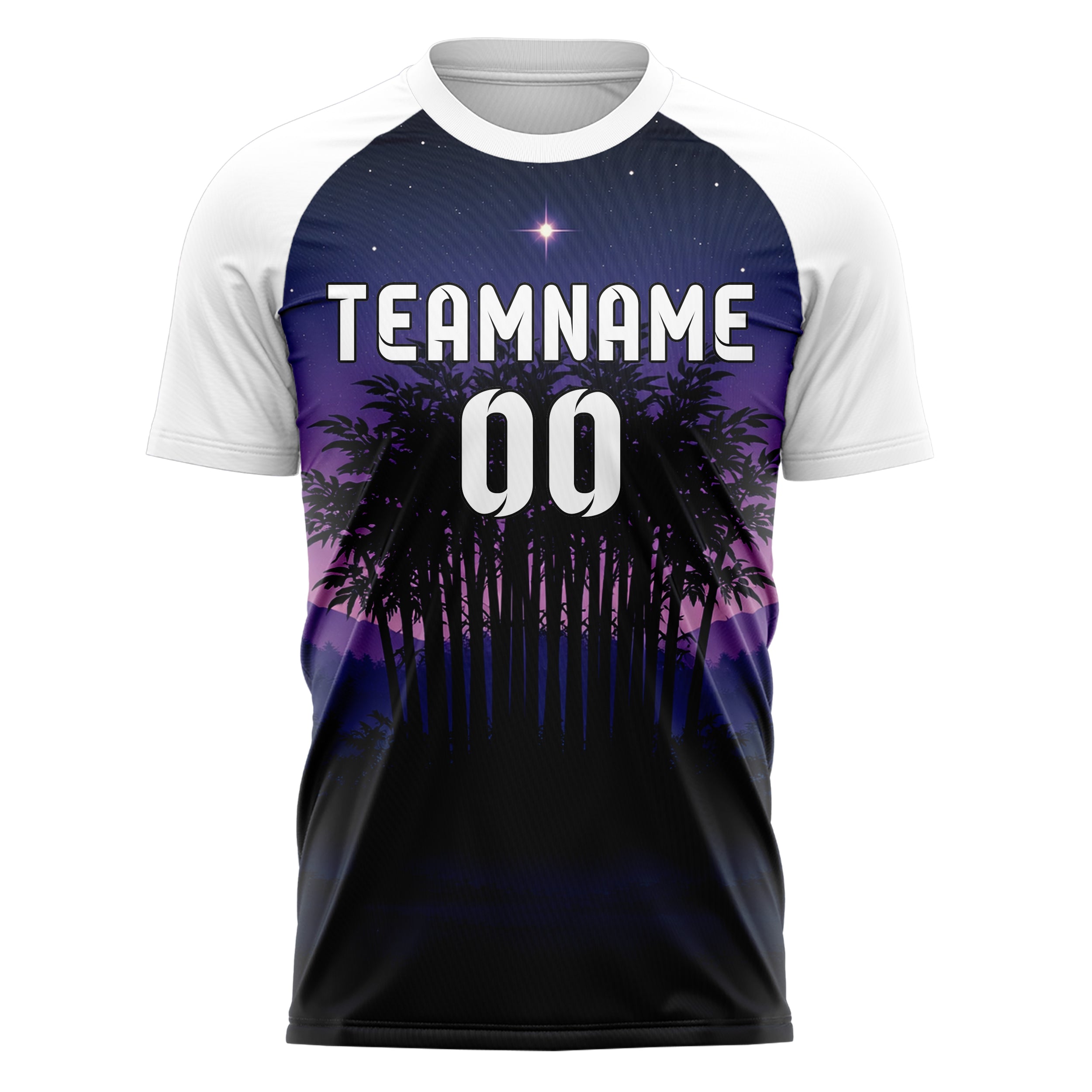 Marineblau Bamboo Forest Skyline Design 15-0549 individuelles Fußballtrikot front