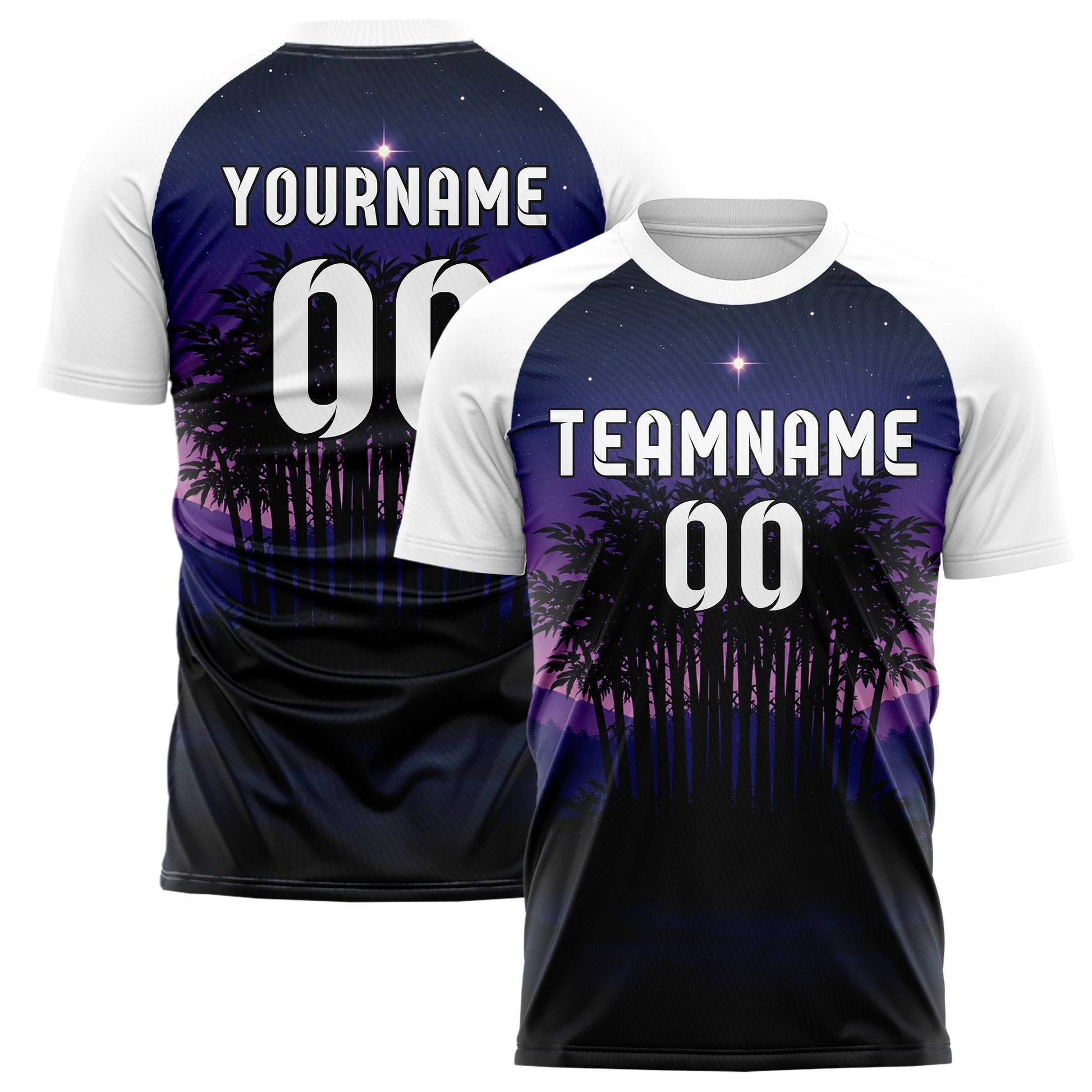 Marineblau Bamboo Forest Skyline Design 15-0549 individuelles Fußballtrikot main