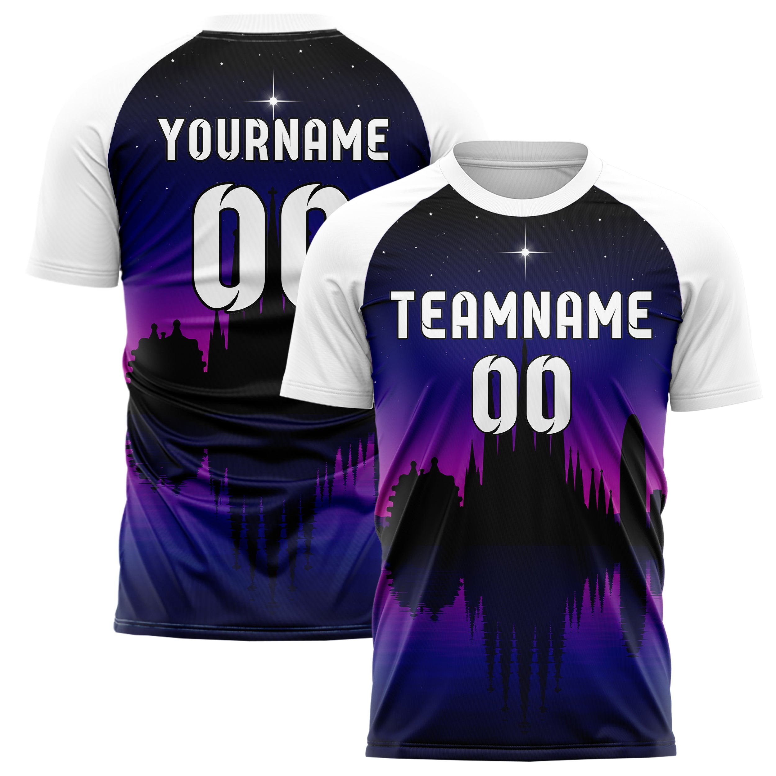Schwarz Barcelona Skyline Design 15-0158 individuelles Fußballtrikot main