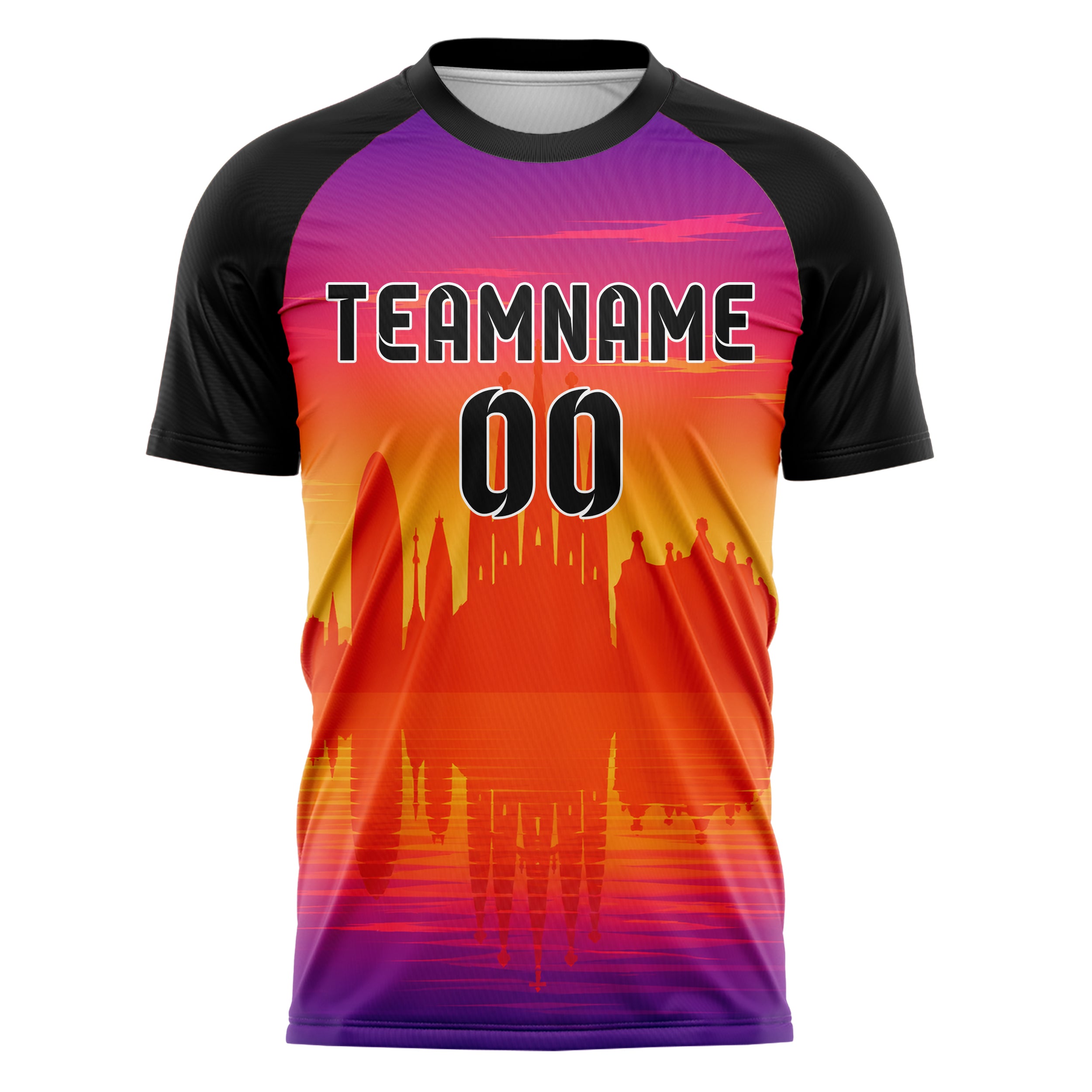 Orange Barcelona Skyline Design 15-0152 individuelles Fußballtrikot front