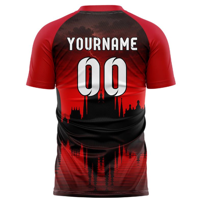 Schwarz Barcelona Skyline Design 15-0157 individuelles Fußballtrikot back