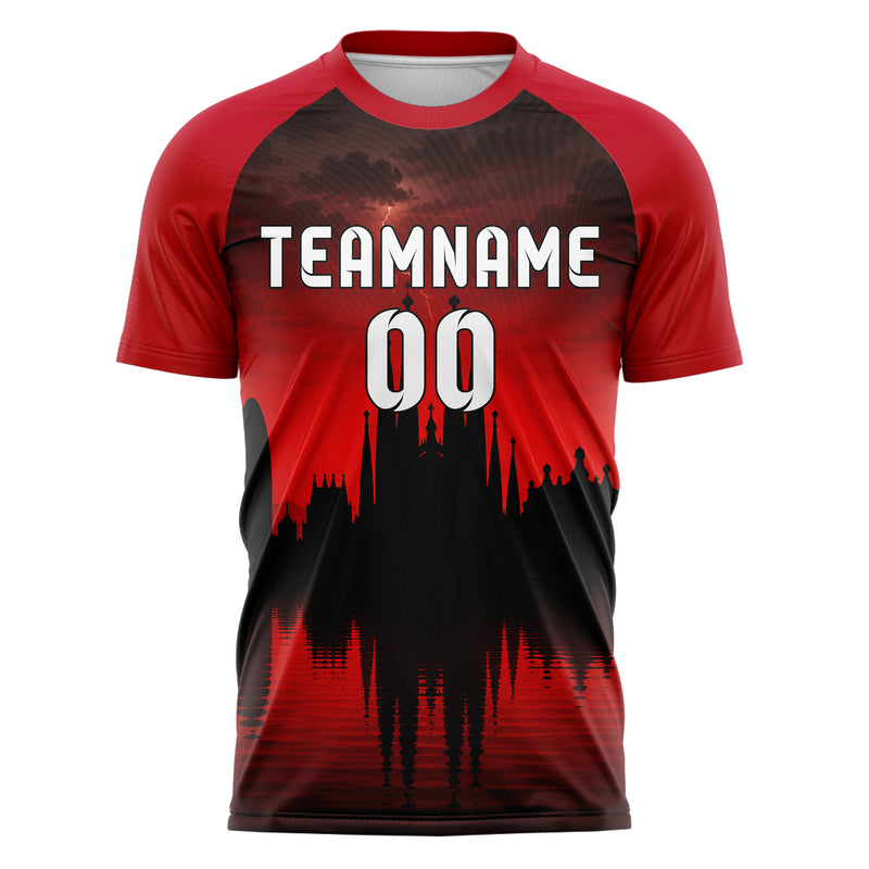 Schwarz Barcelona Skyline Design 15-0157 individuelles Fußballtrikot front
