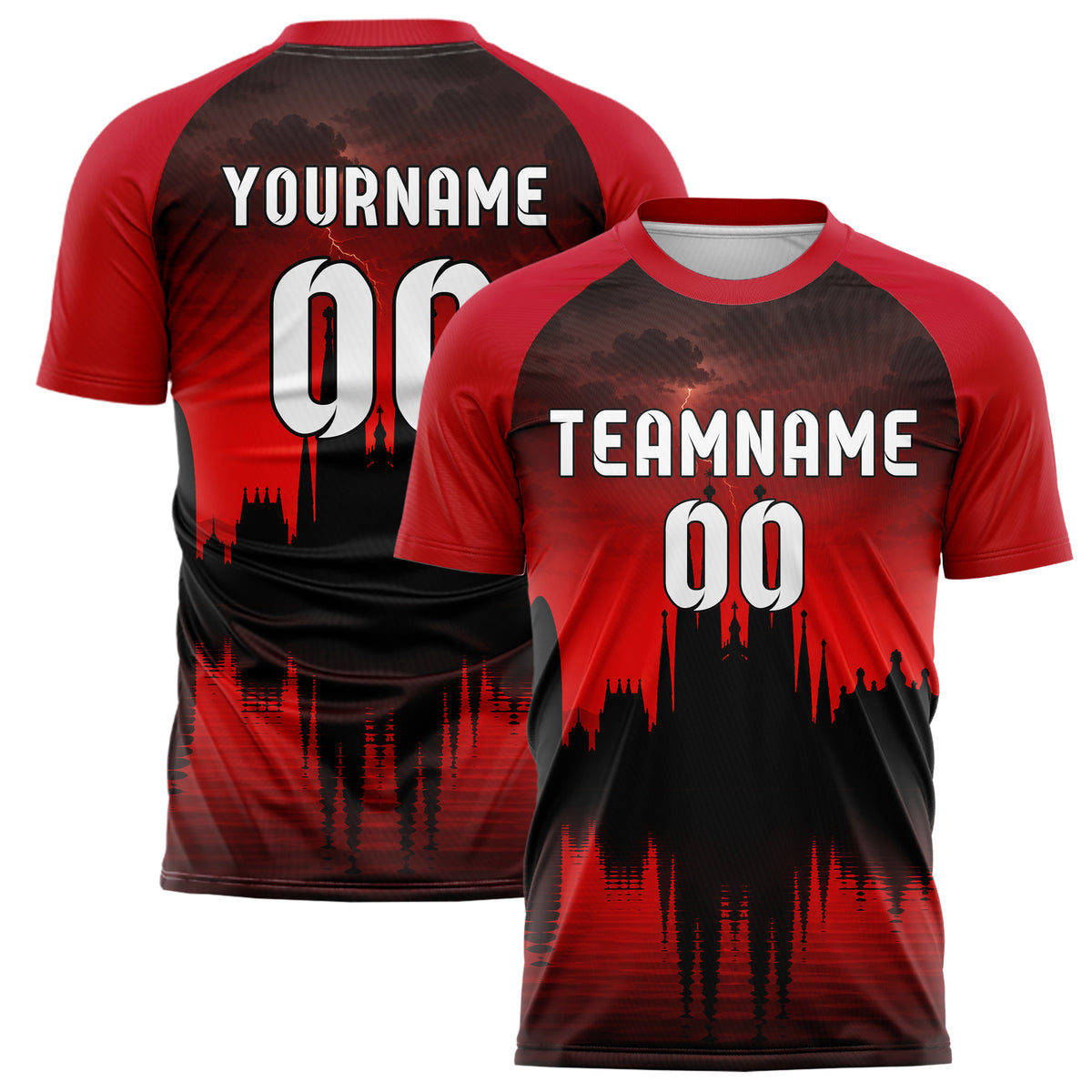 Schwarz Barcelona Skyline Design 15-0157 individuelles Fußballtrikot main