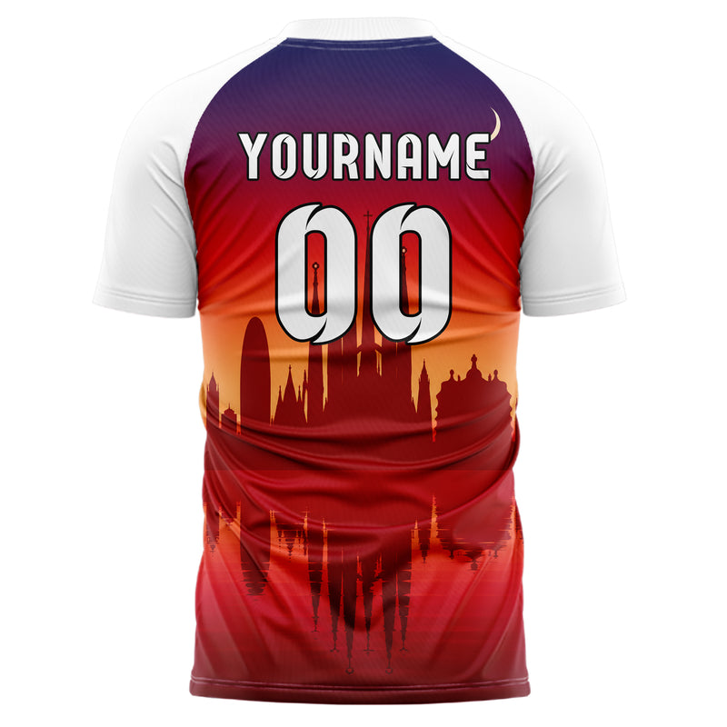 Rot Barcelona Skyline Design 15-0153 individuelles Fußballtrikot back