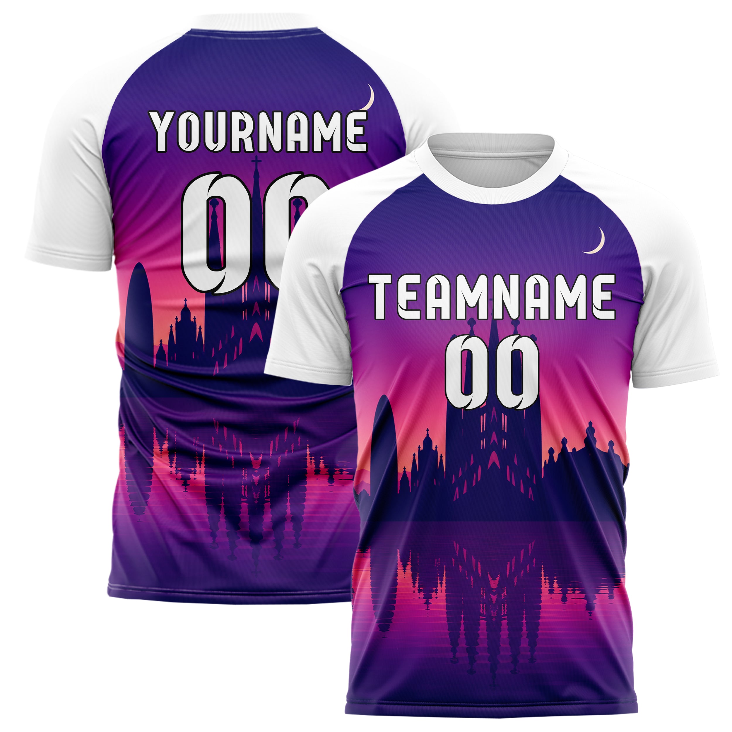 Lila Barcelona Skyline Design 15-0156 individuelles Fußballtrikot main