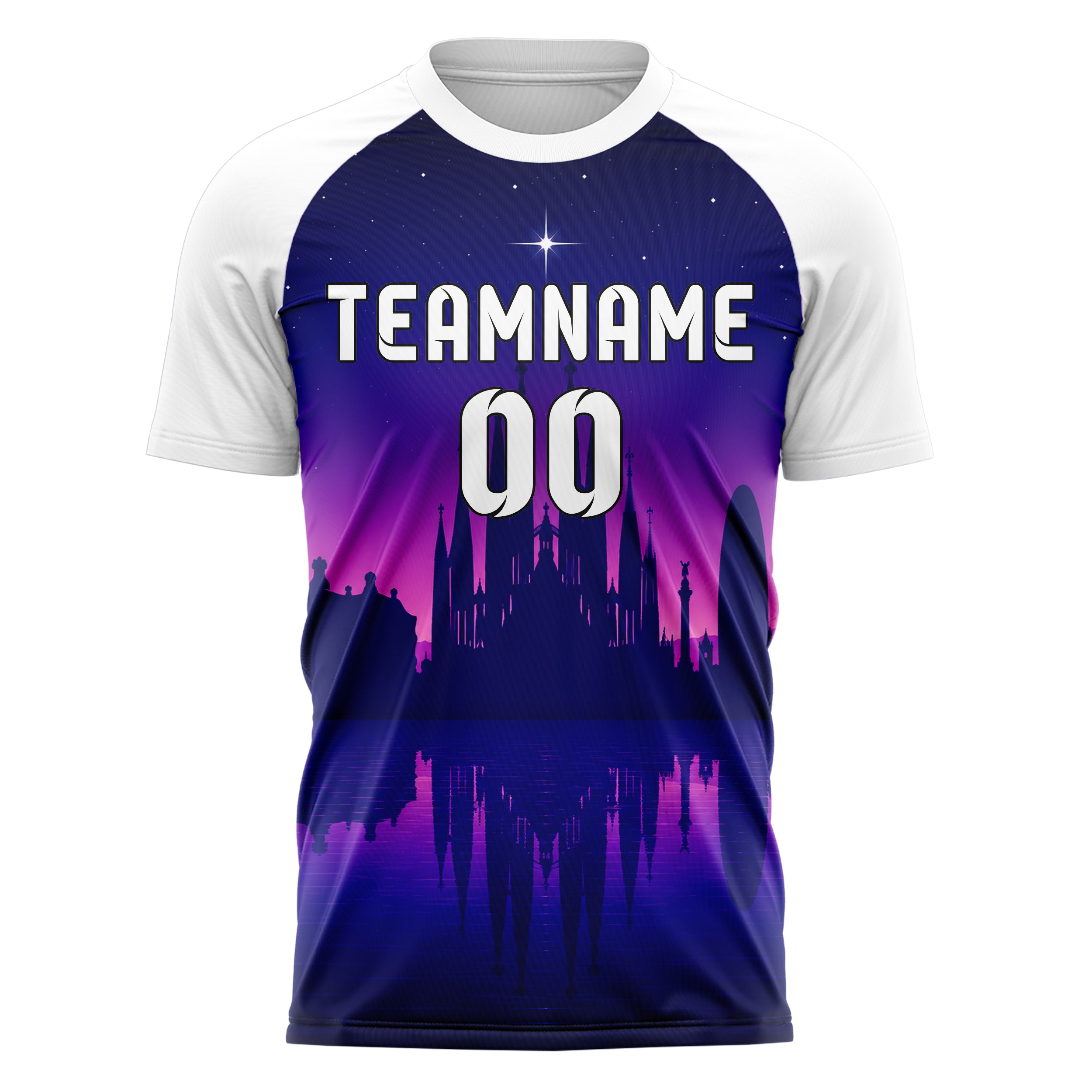 Marineblau Barcelona Skyline Design 15-0159 individuelles Fußballtrikot front