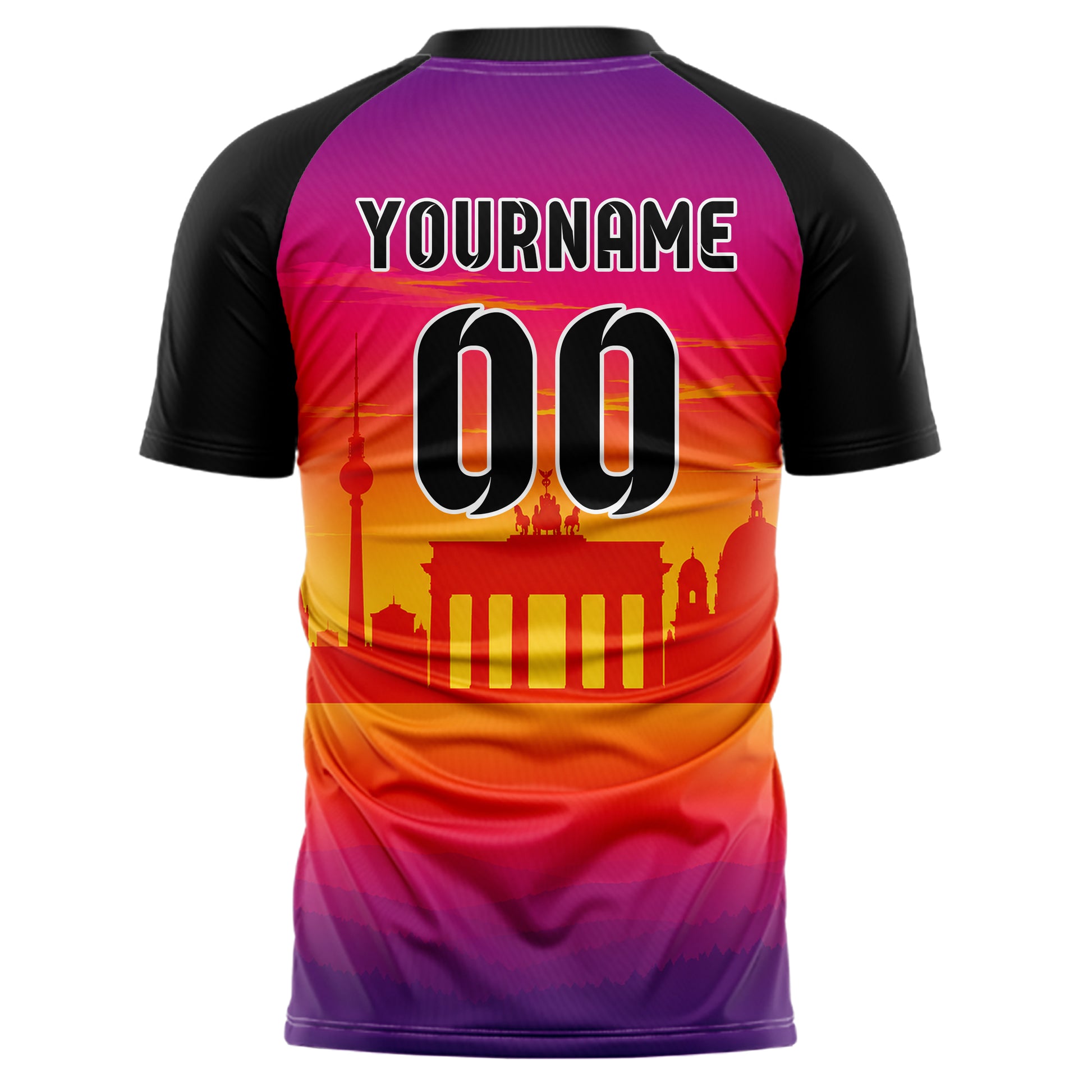 Orange Berlin Skyline Design 15-0162 individuelles Fußballtrikot back